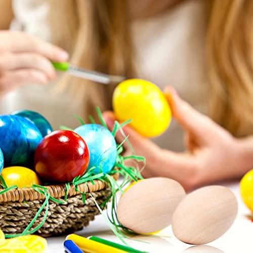 YMrott YMrott 20 Pack Unpainted Wooden Eggs Smooth Fake Easter Egg Hunt for Wood Crafts Dcor Gifts, 2-1/2 Inches