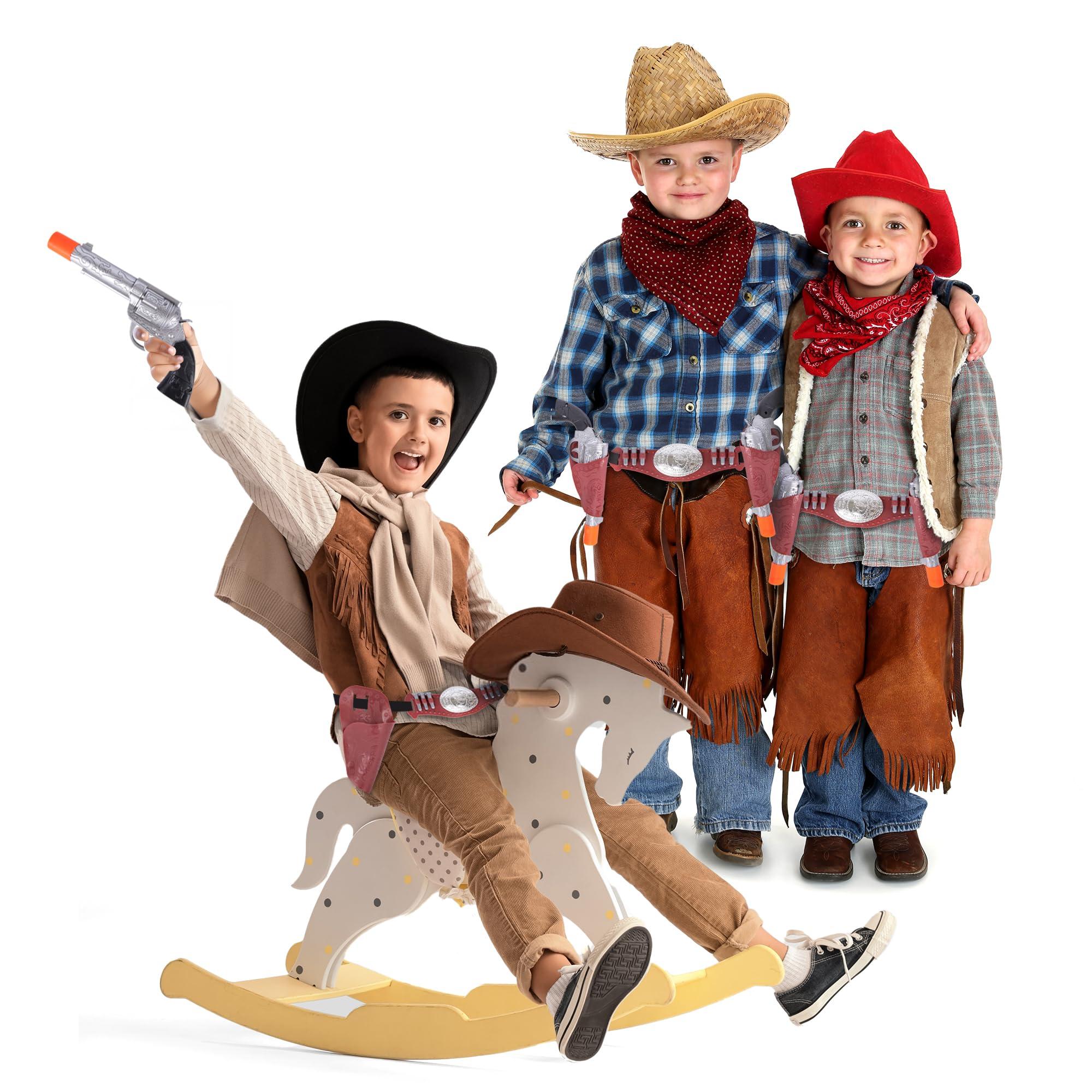 ArtCreativity ArtCreativity Cowboy Gun Belt and Holster Set Includes 2 Toy Guns with Sound, Toy Gun Holster, Brown Western Belt, and 6 Fake Bullets - Cowboy Costume Accessories for Boys Halloween Costume