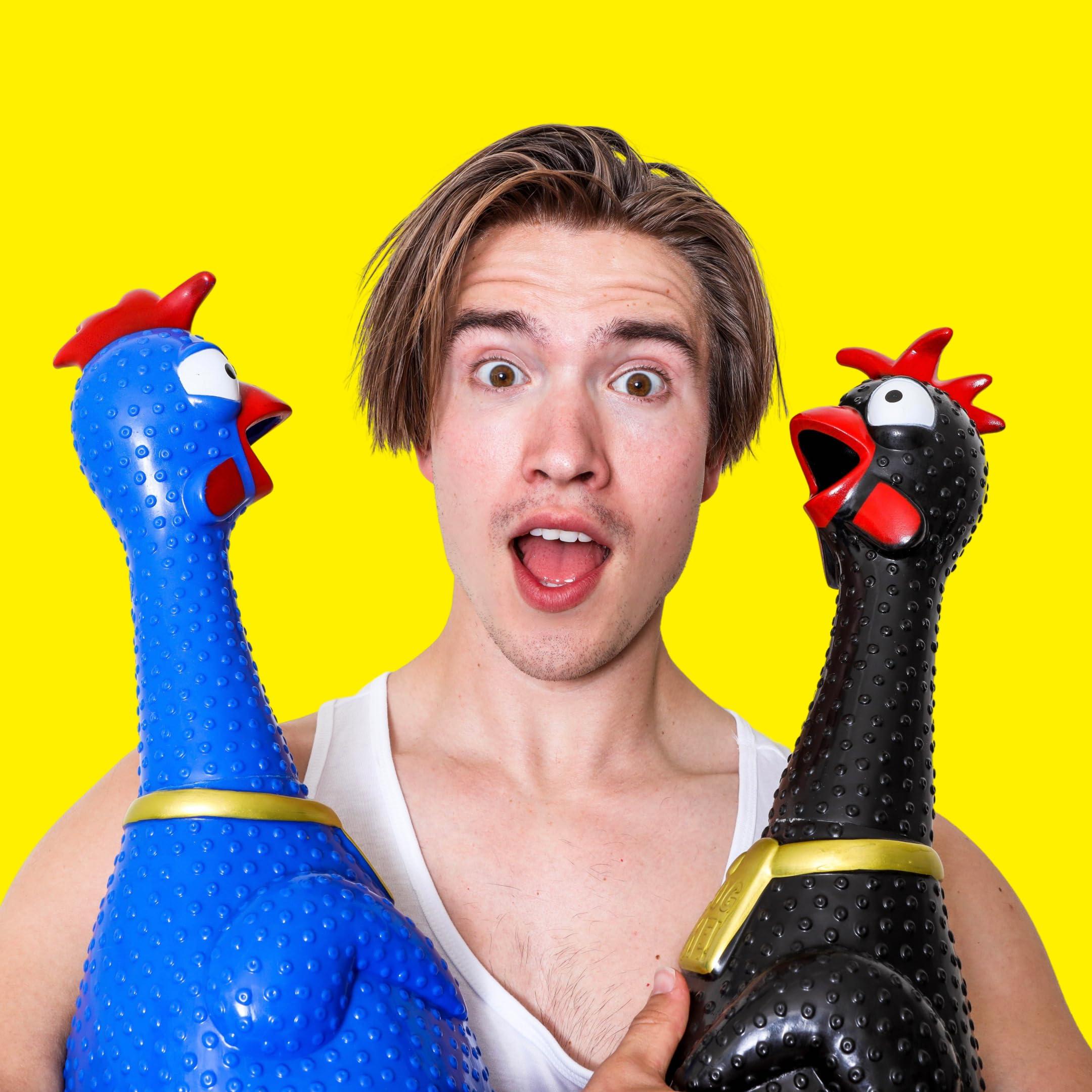 Animolds Animolds Hug Me Giant Rubber Chicken- Huge Screaming Rubber Chicken Toy for Kids Novelty Extra Large Squeaky Toy | Our Biggest Chicken Yet! (Red)