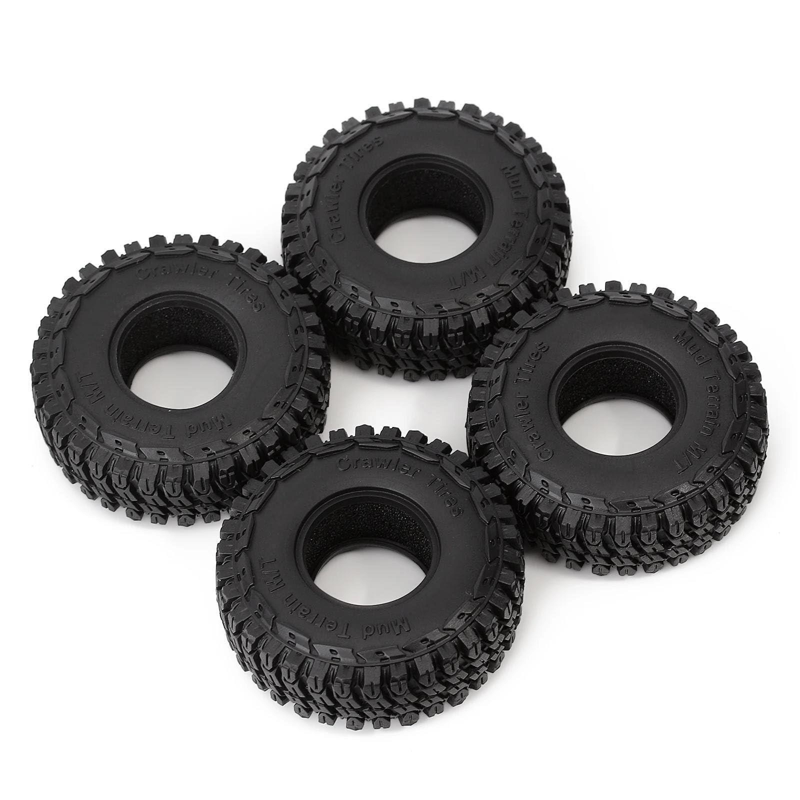 AMLIK AMLIK RC Car Accessories Compatible with Axial for SCX24 for Gladiator for AX24 1.0\"\" Soft Rubber Mud Terrain Wheel Tires for 1/18 1/24 RC Crawler Car Upgrade Part (T1002)