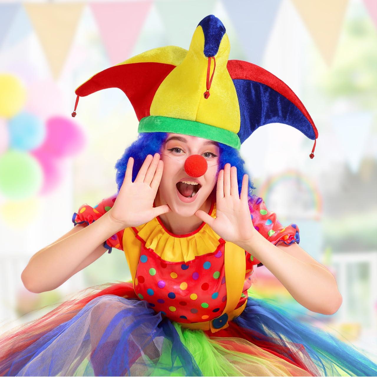 Didiseaon 2Pcs Jester Hat Jester Clown Hat with Bells, Funny Headwear Jester Costume Accessory for Halloween Mardi Gras Carnival Mexico Festival Party Decor