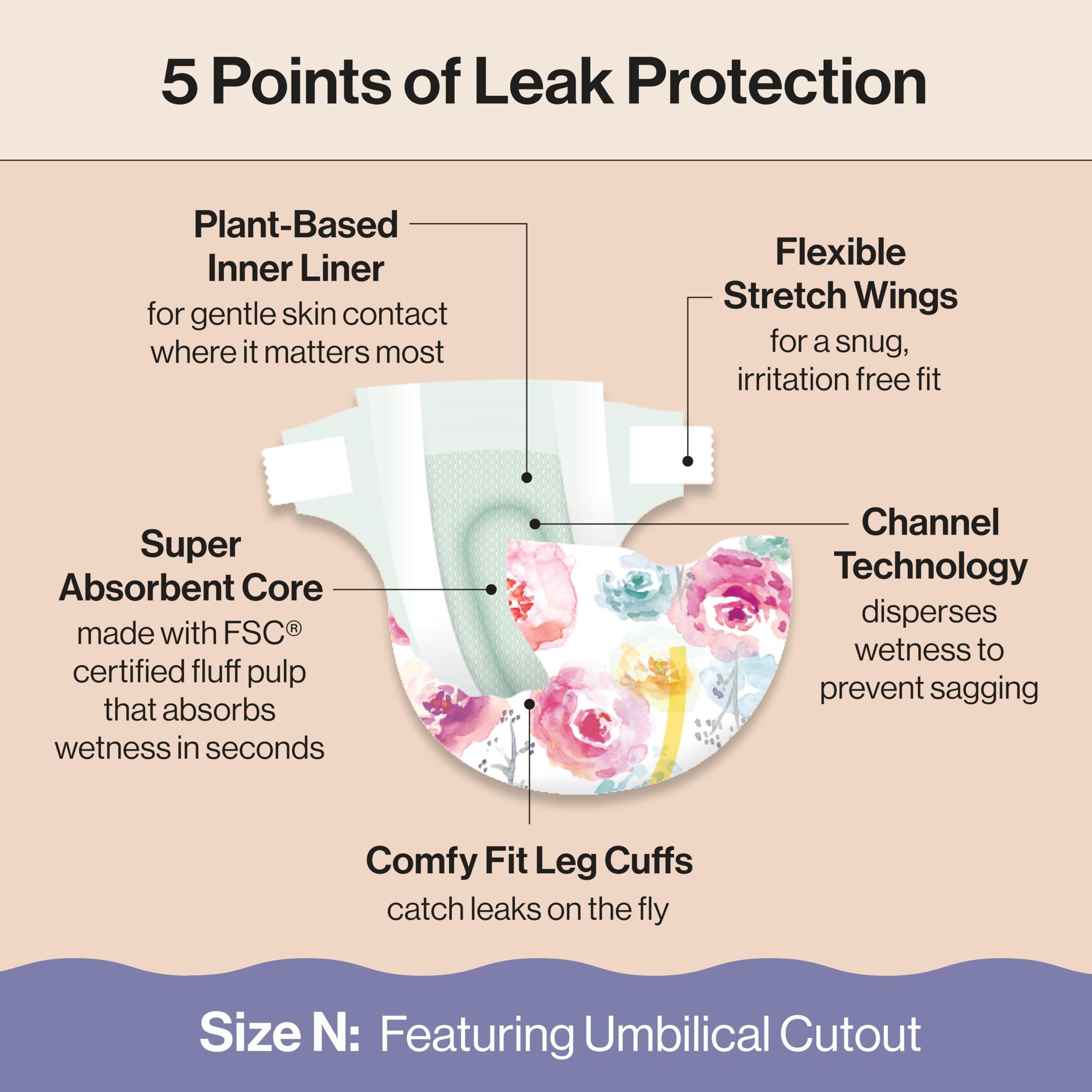 The Honest Company The Honest Company Clean Conscious Diapers for Sensitive Skin | Hypoallergenic, Fragrance Free | Girl Prints | Club Box, Size Newborn, 72 Count