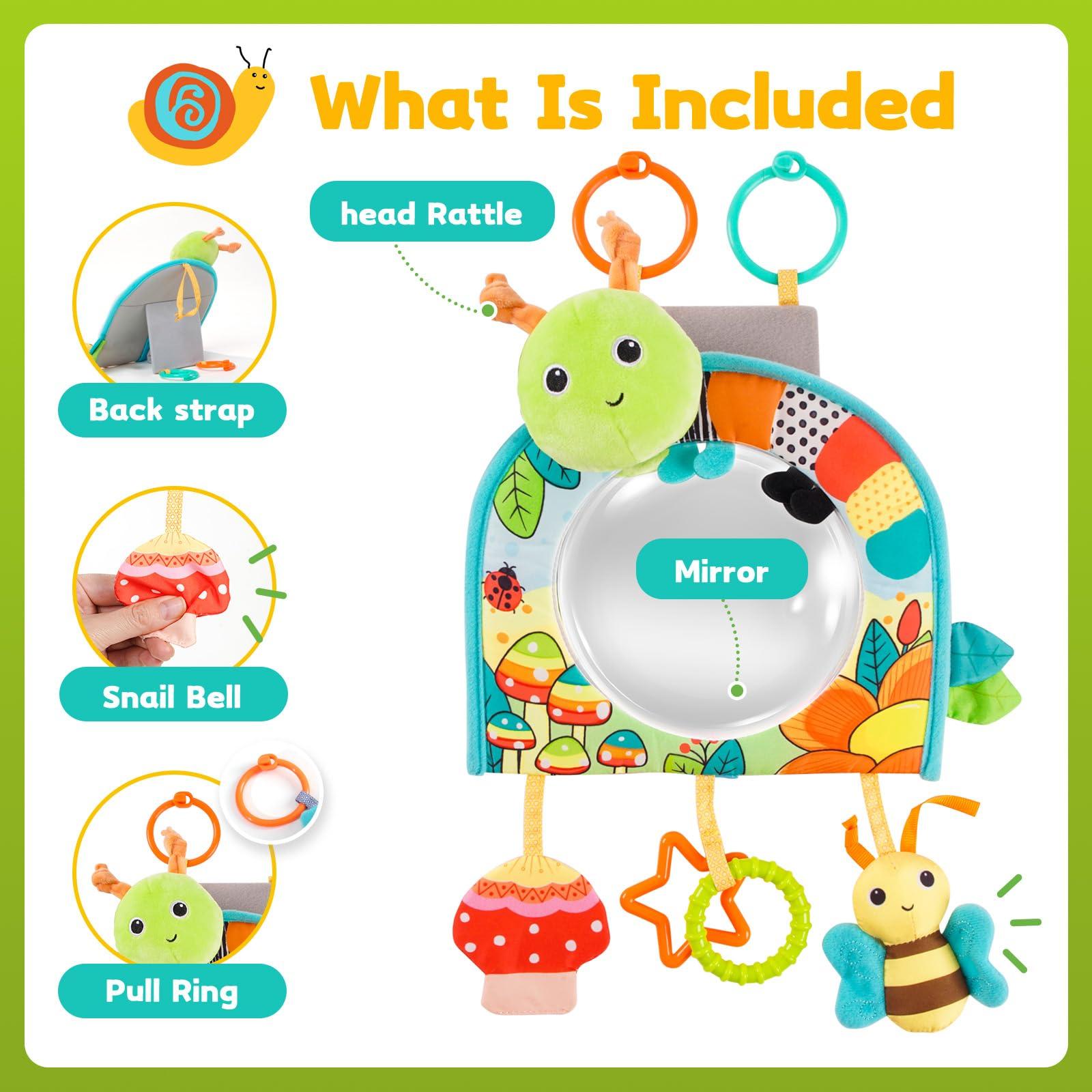 Koty Koty Infant Car Seat Toy - Kick and Play Activity Center with Mirror, Teether and Crinkle Paper, Fun Travel Baby Toy for Rear Car Seat, Easier Drive with Newborns, Babies