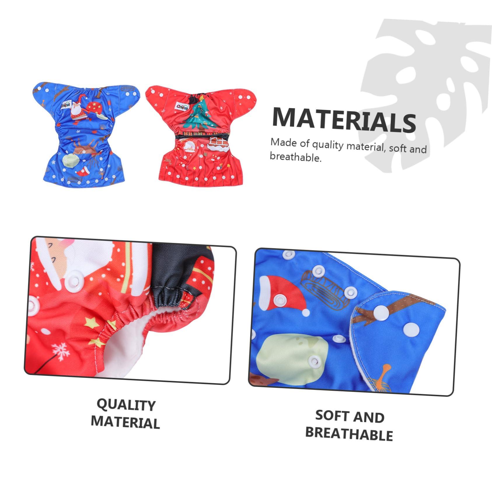 Healifty 2pcs Baby Diapers Lining Brushed Cloth Button Christmas Newborn