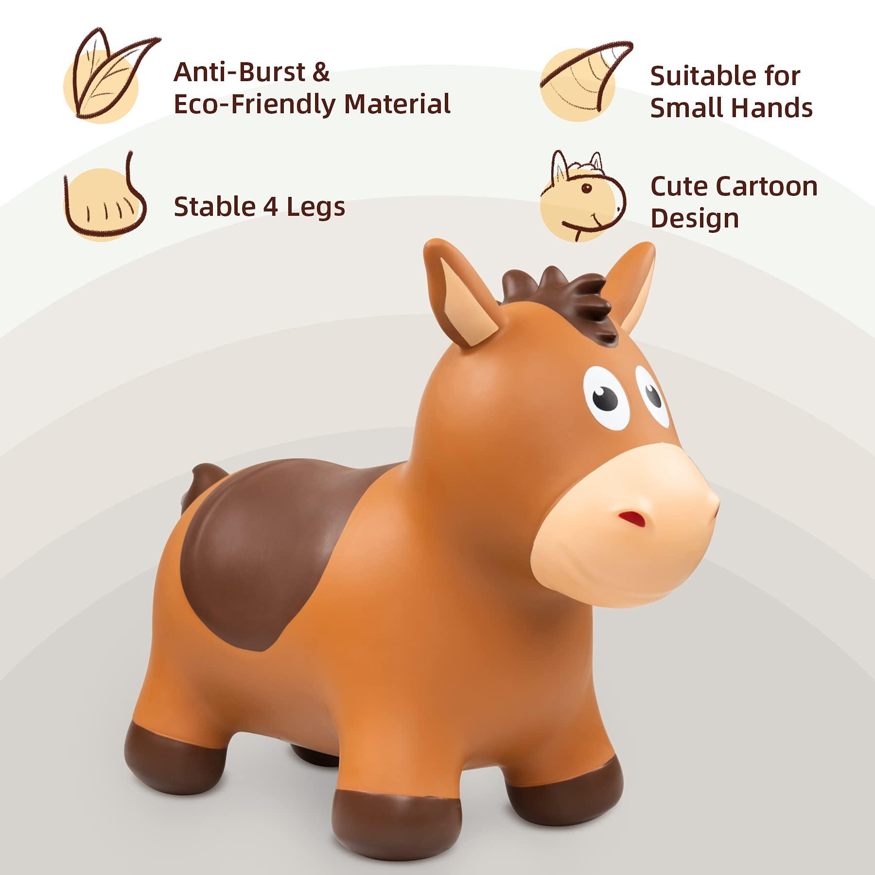 ZOOJOY ZOOJOY Bouncy Horse Hopping Toys, Inflatable Animal Horse Toys for Toddlers 1-3, Outdoor Indoor Bounce and Ride On Bouncer for Boys Girls, Birthday Gifts for 18 Months 2 3 4 5 6 Year Old with Pump