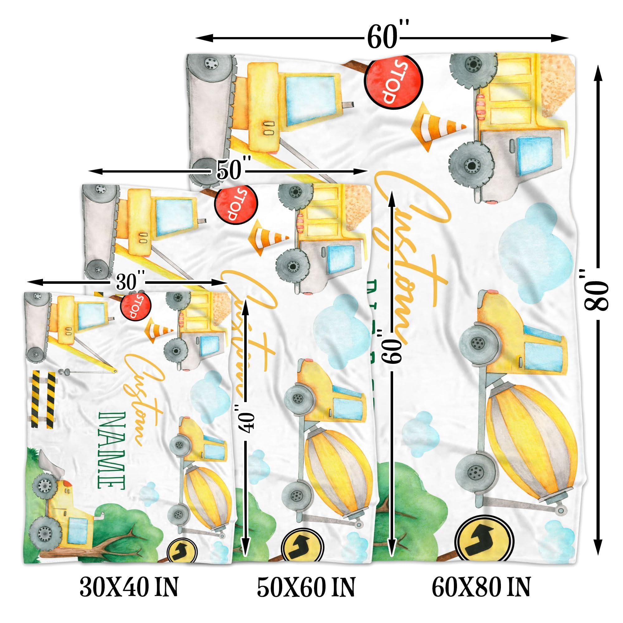 SCOZYS Personalized Construction Machinery Baby Blanket, Machinery Baby Nursery Bedding Blanket, Construction Baby Receiving Blanket, Construction Bedding Crib Nursery Decor