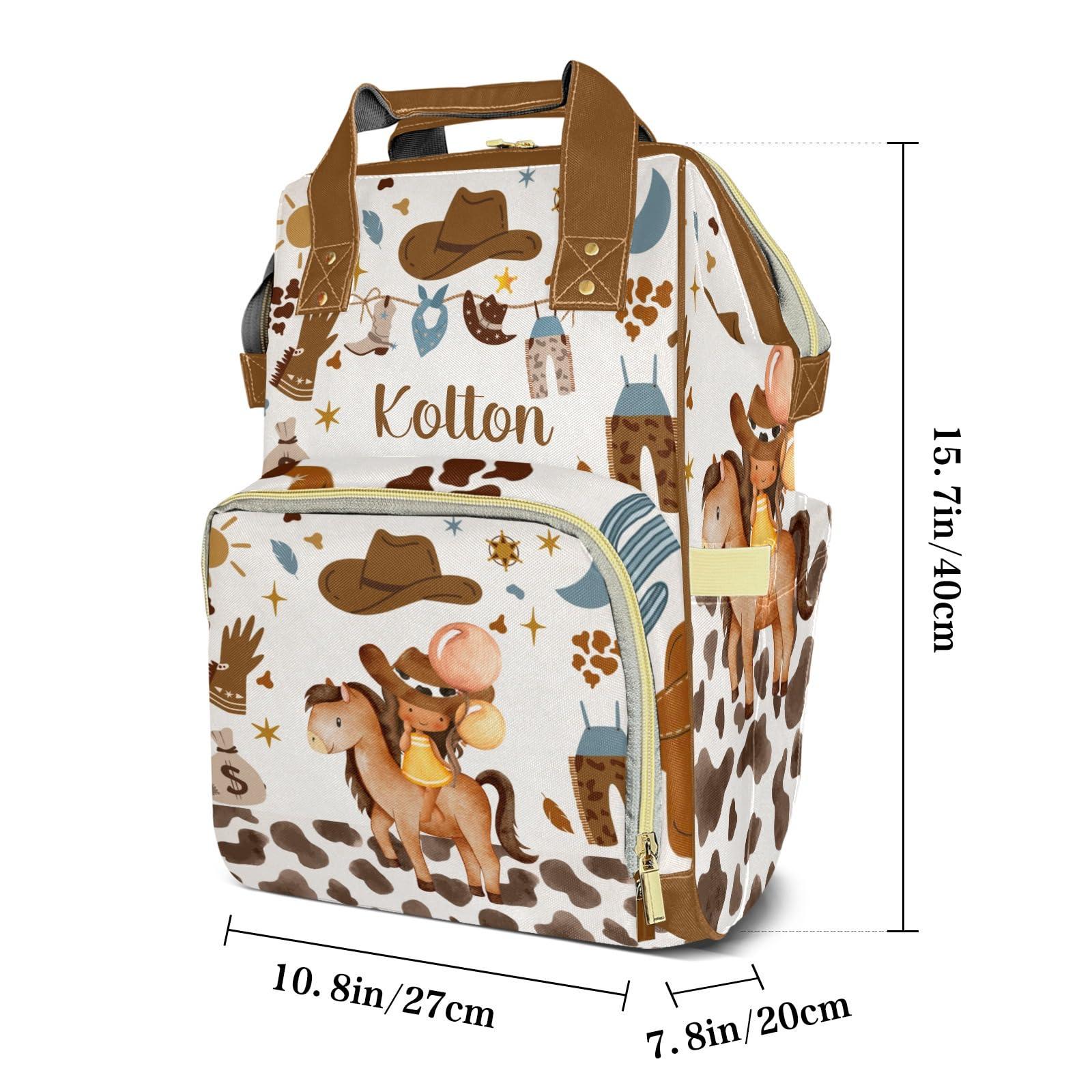 EasyeeUMe EasyeeUMe Rodeo Western Cowgirl Horse Balloon Personalized Large Capacity Diaper Bags,Custom Name Backpack Casual Daypack Bag Nappy Bag Gifts, Design 12, SFA055SS