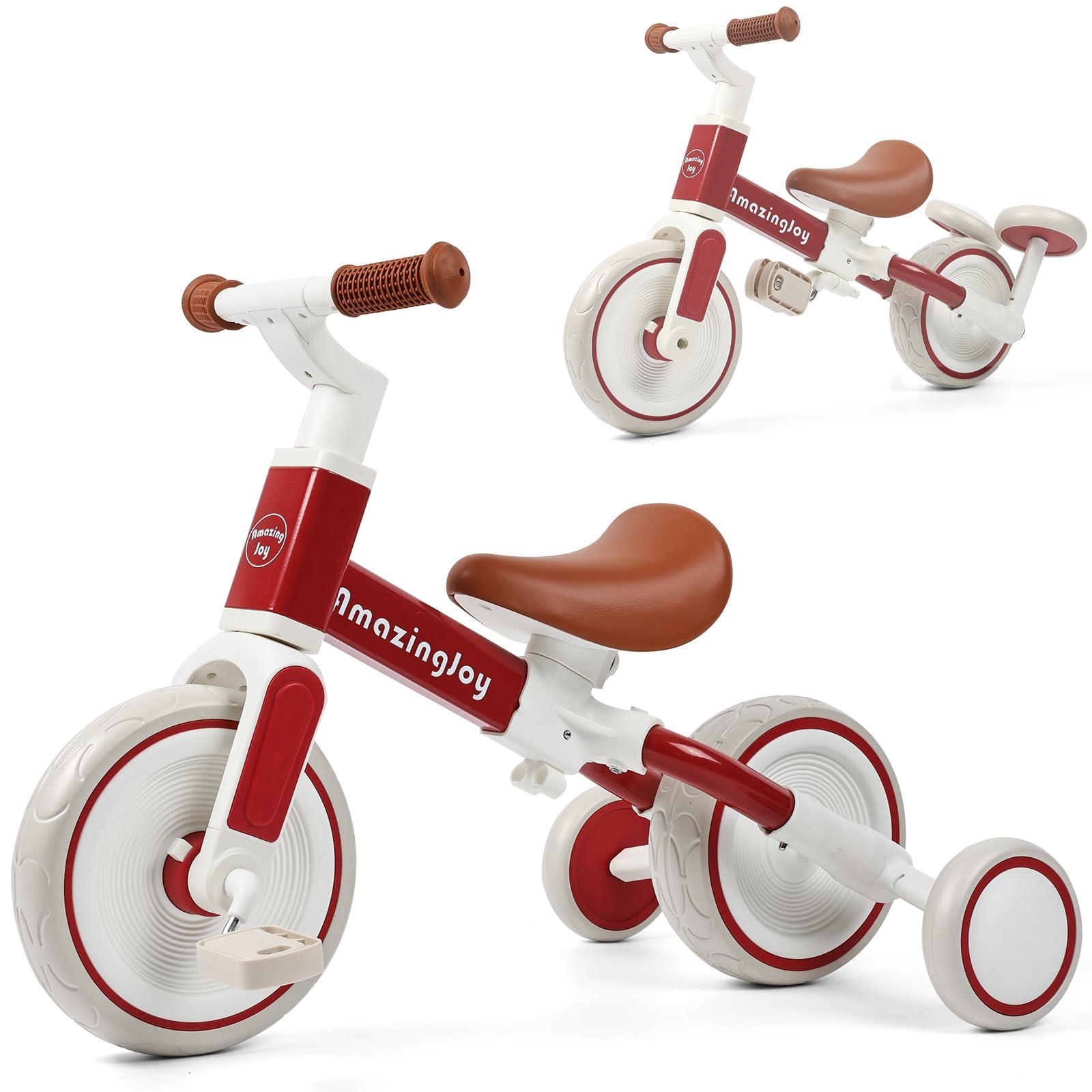 AmazingJoy AmazingJoy Tricycle for Toddlers 1-3 Year Old,Toddler Trike,4 in 1 Baby Balance Bike for 2 3 4 Year Old Girls,Kids Bikes Toys with Easy Assembly Removable Pedal Birthday Gifts for Christmas