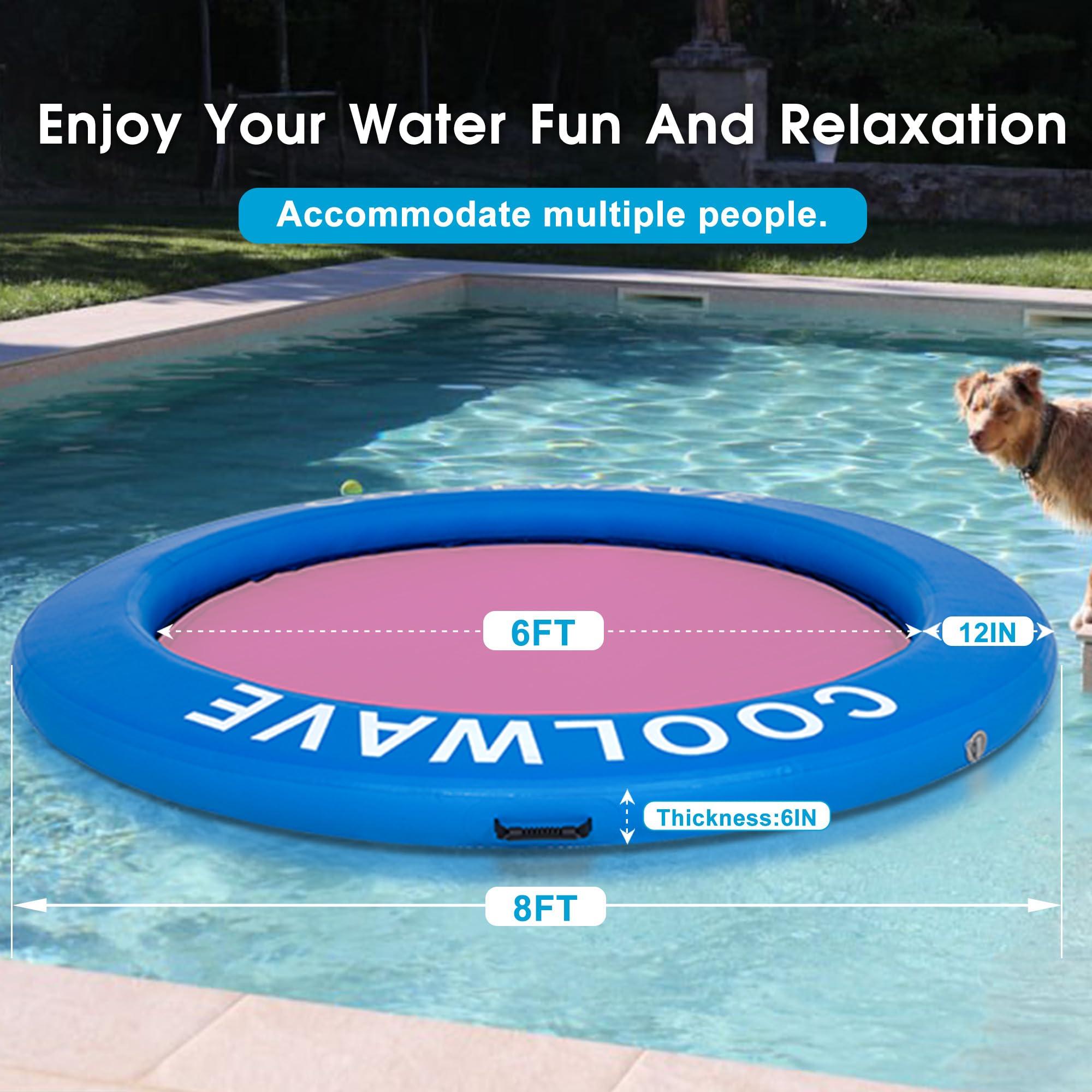 COOLWAVE COOLWAVE Inflatable Water Hammock Floating Dock, Inflatable Raft for Family and Friends, Float Ring for Parties, Fits Multiple People, 8'x8'(Magenta)