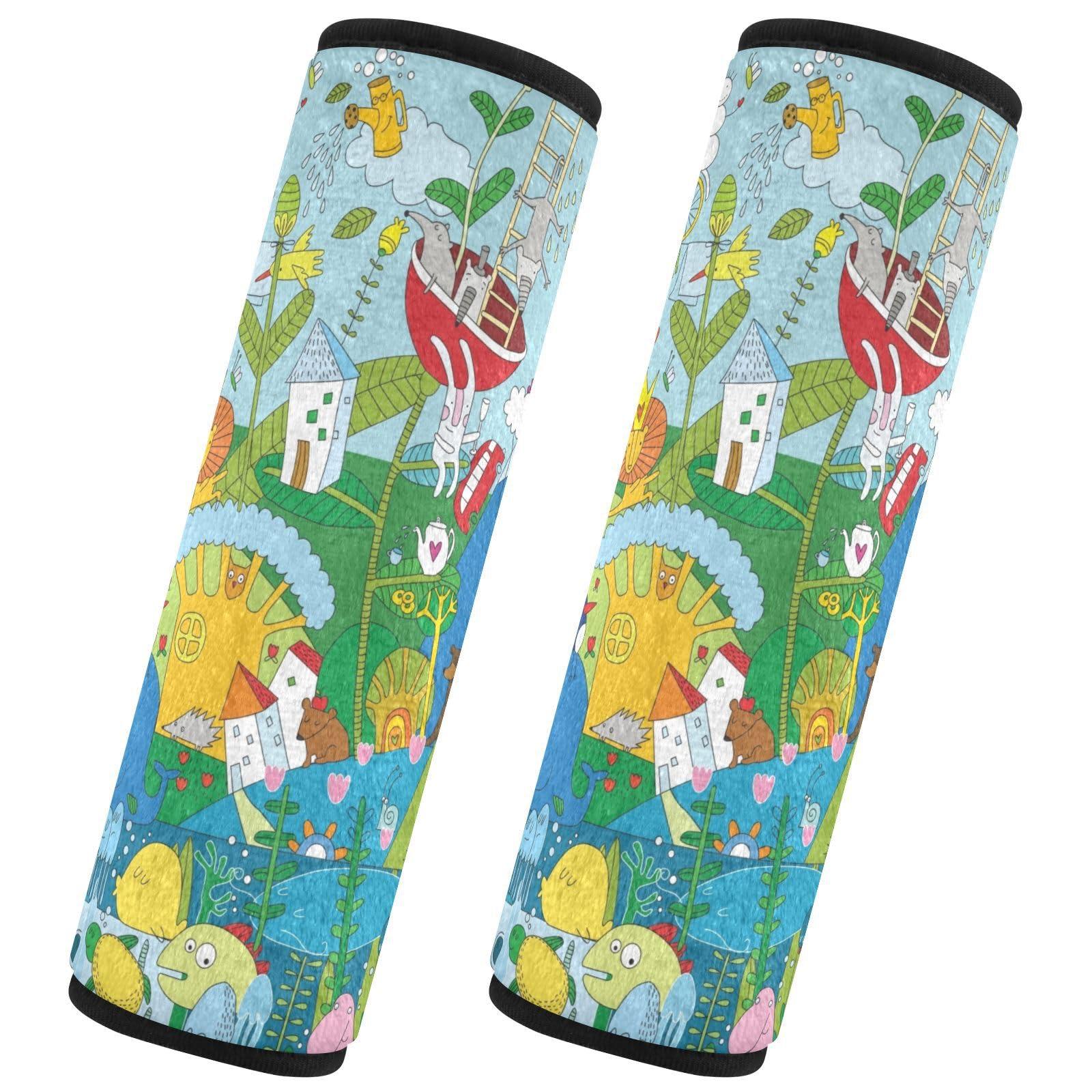 ElliTarr ElliTarr 2 Pack Seatbelt Covers Seat Belt Cover Pad for Adults Boys Girls Car Seat Strap Covers Pads Cushion Universal Shoulder Strap Pad Protector for Backpack Camera Bag 6.5 x 6.5 Inch Cute Zoo