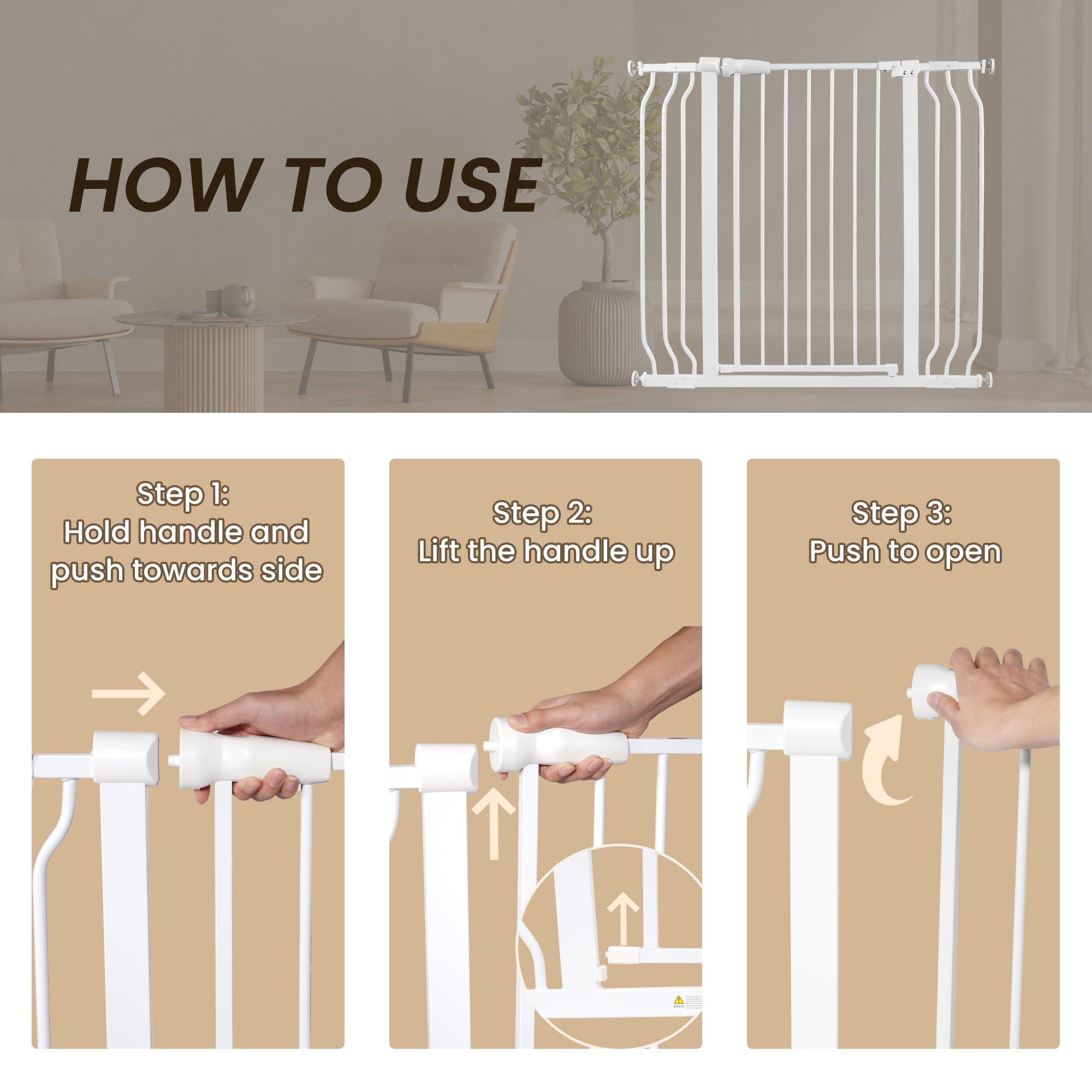 BalanceFrom BalanceFrom Easy Walk-Thru Safety Gate for Doorways and Stairways with Auto-Close/Hold-Open Features, 36-Inch Tall, Fits 29.1 - 43.3 Inch Openings, White