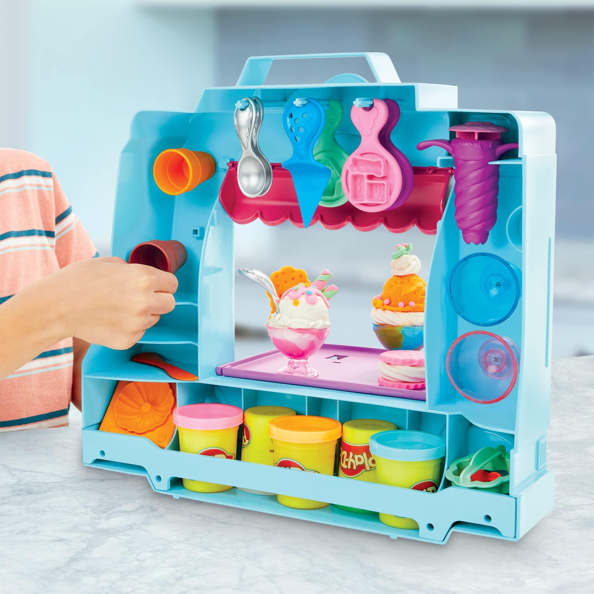 Play-Doh Play-Doh Kitchen Creations Ice Cream Truck Toy Playset for Kids, 20 Play Kitchen Accessories, 5 Colors, Preschool Toys for 3 Year Old Girls and Boys and Up