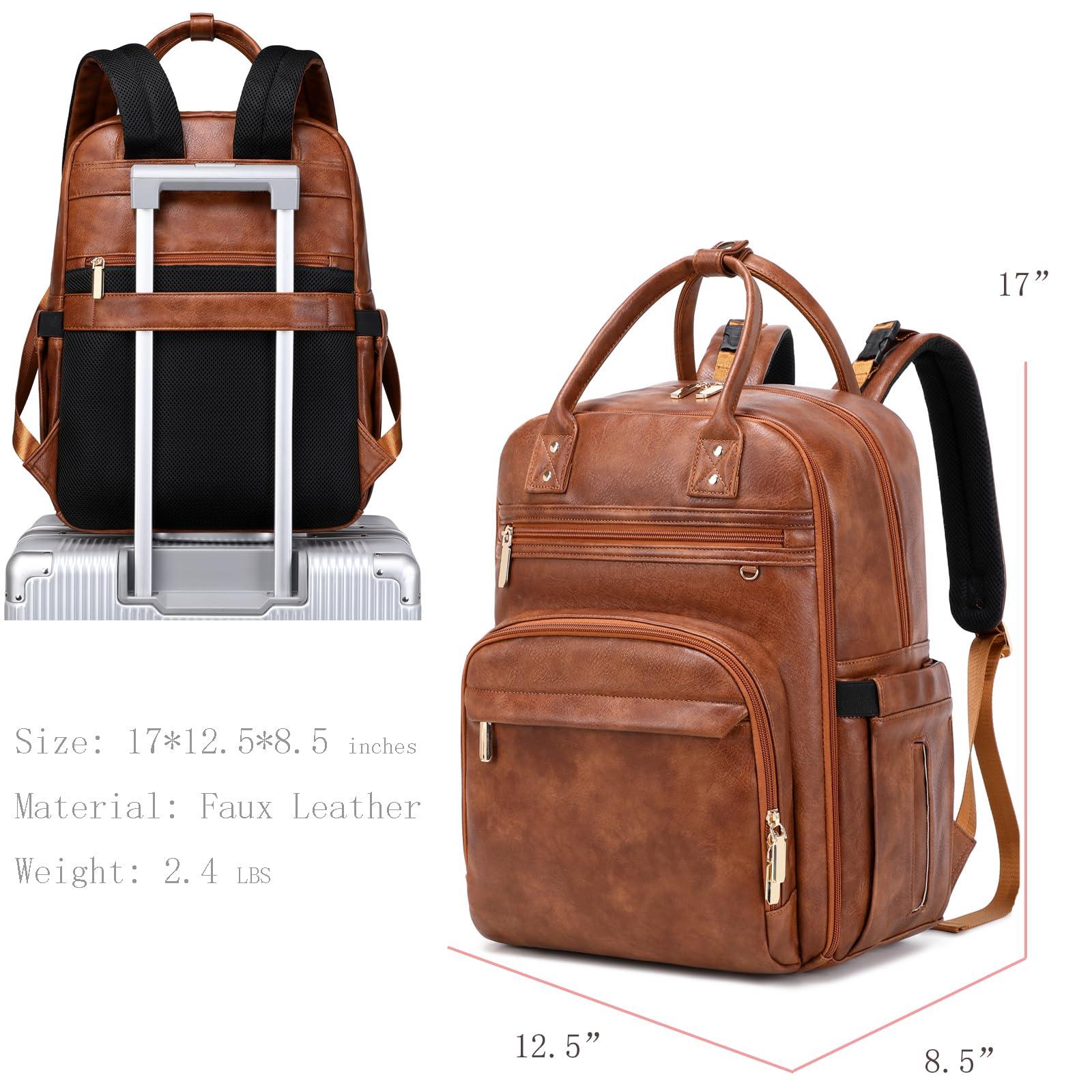LORADI LORADI 18 Pockets Diaper Bag Backpack with Waterproof Pockets and Stroller Buckle, Convertible Tote Bag (Brown)