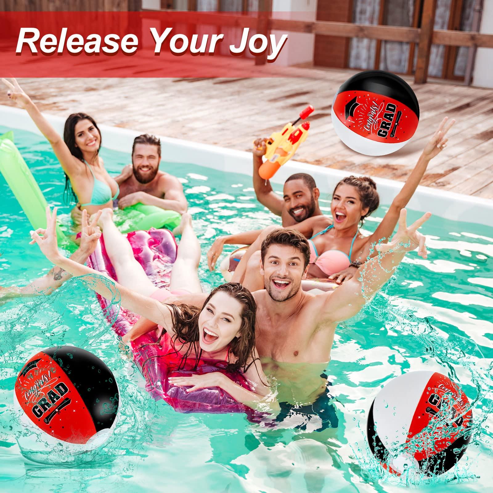 Skylety 10 Pieces Graduation Inflatable Beach Balls Class of 2025 Graduation Party Favors Congrats Grad Sign for Grad Party Decoration Supplies Summer Sand Game(Red)