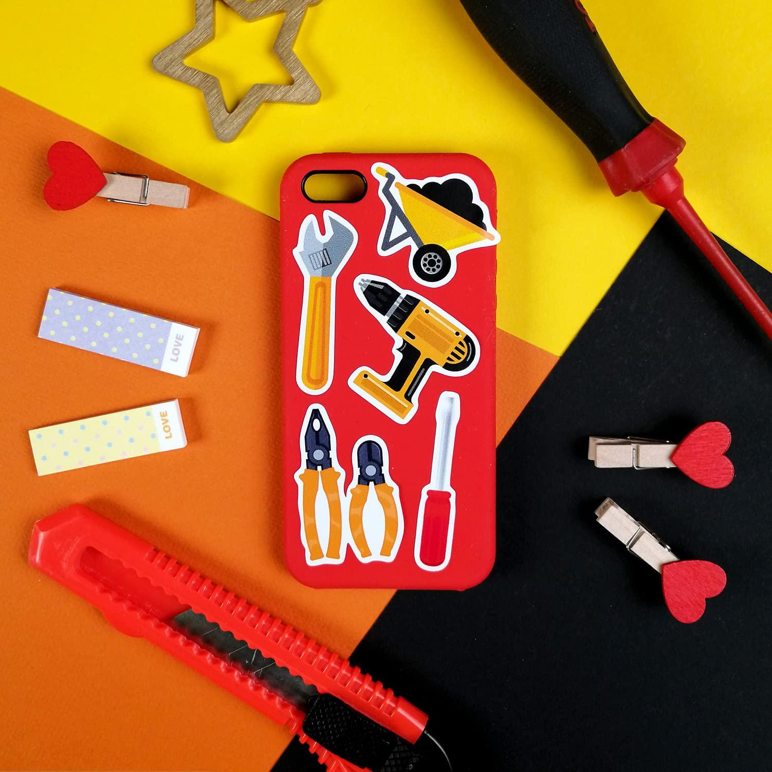 BulbaCraft 100Pcs Tool Stickers, Hammer Stickers, Tool Stickers and Decals - Tool Bench, Tool Set, Tool, Tool Box for Boys and Girls