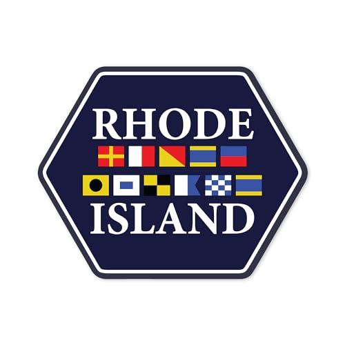 Lantern Press Die Cut Sticker Rhode Island, Nautical Flags, Vinyl Sticker 3 to 6 inches, (Waterproof Decal for Cars, Water Bottles, Laptops, Coolers), Large