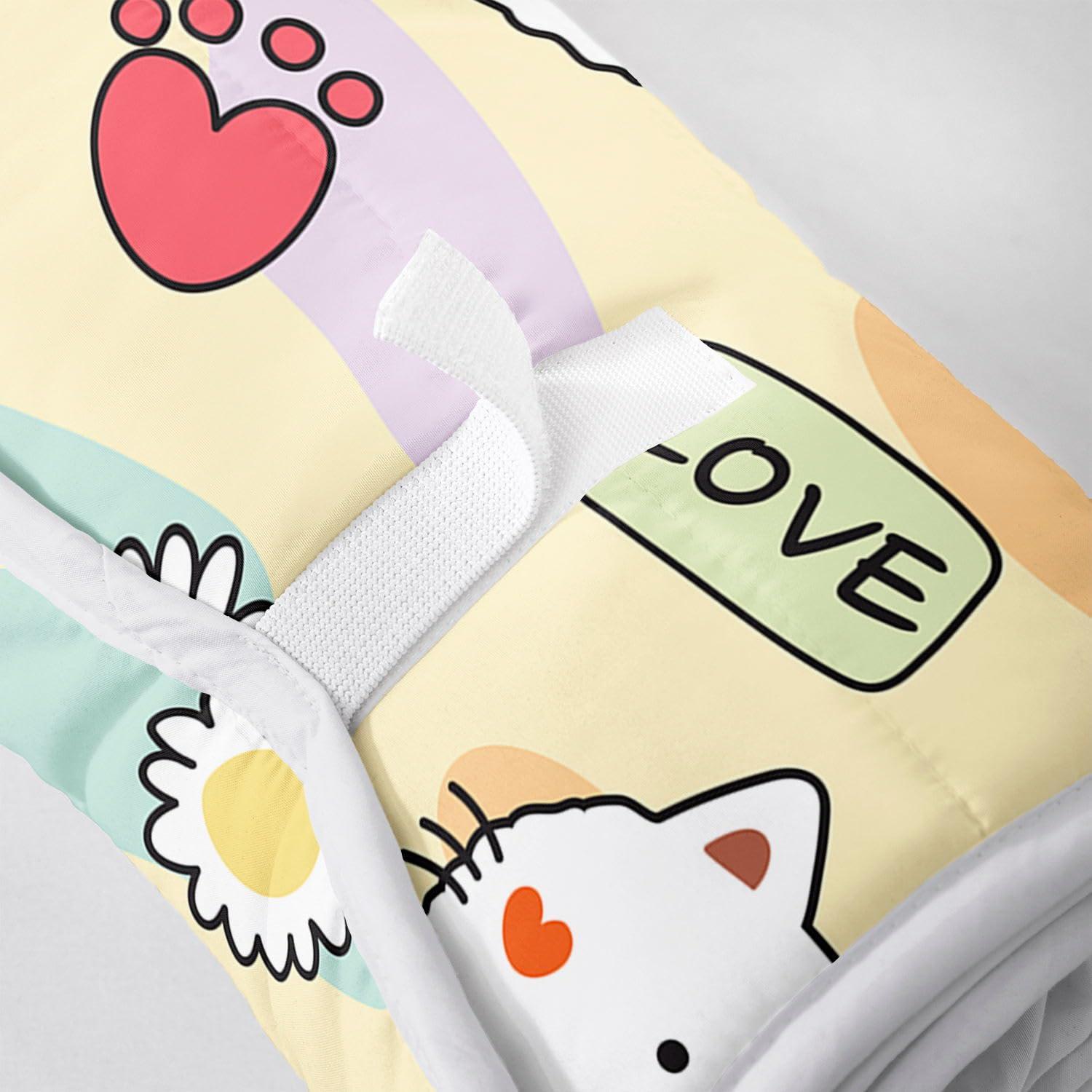 Datura home Datura home Nap Mat -Cat Rabbit Sleeping Bag with Removable Pillow - Daycare and Sleepovers Preschool Kindergarten Bedding Set for Kids Toddler Boys Girls(Cat2 Large)