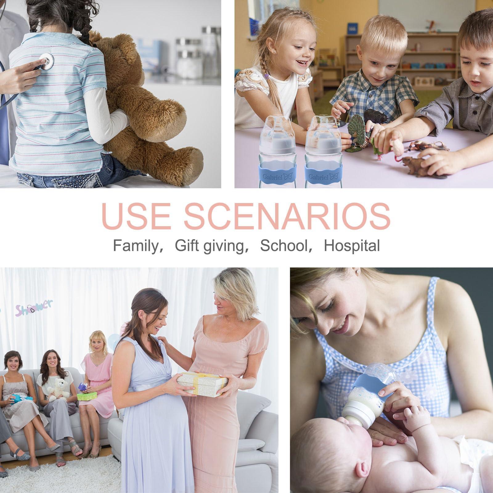 Yananka Custom Baby Bottle Labels Reusable Silicone Name Bands Personalized (up to 10Pcs) Waterproof Anti-Slip for Daycare Customized Newborn Girl Boy Kids Gift