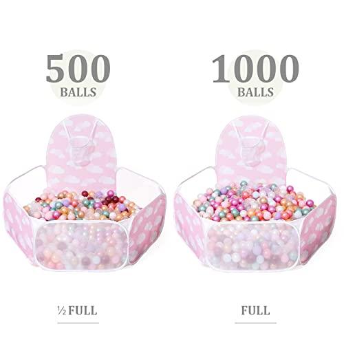 STARBOLO STARBOLO Ball Pit for Toddler - Pink Pop Up Childrens Ball Pits 4 Ft/120CM Tent for Toddlers Baby Crawl Ball Pool Fence with Basketball Hoop and Zipper Storage Bag Suit for Indoor and Outdoor.
