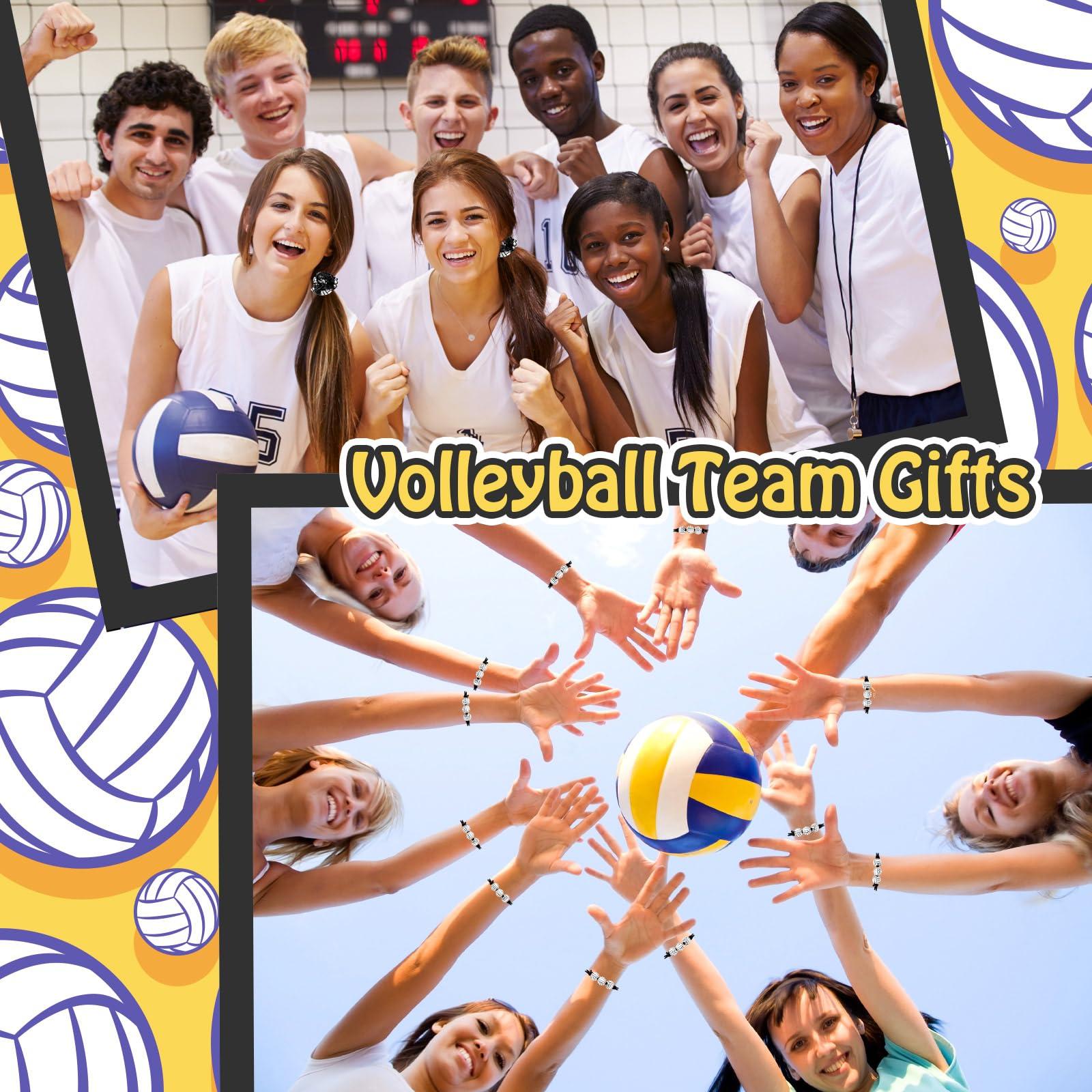 Heigble Heigble 60 Pcs Volleyball Gifts Volleyball Party Favors Volleyball 12 Cosmetic Makeup Bags 12 Hair Scrunchies 12 Charm Bracelet 12 Lip Balm 12 Volleyball Lipstick Holder Keychain for Team Gifts