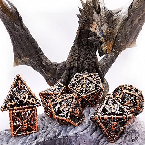 HAOMEJA HAOMEJA Hollow Metal Dice Grim Reaper Dice Dungeons and Dragons Dice DND Dice D&D Set Polyhedral Dice Apply to Pathfinder MTG Board Games Roll Playing Dice D20 D12 D10 D8 D6 D4 (Ancient Red Copper)