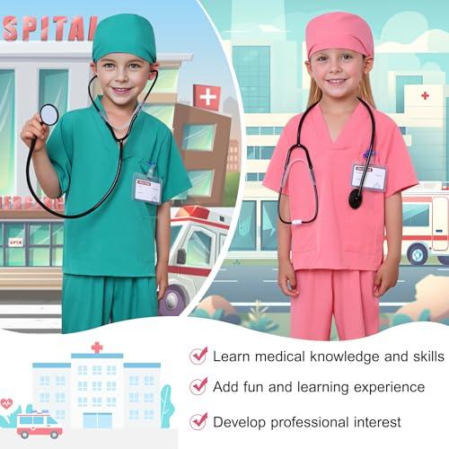WooHand Nurse Scrubs Set With Halloween Dress Up Costumes for Boys and Girls Ages 3-9Y
