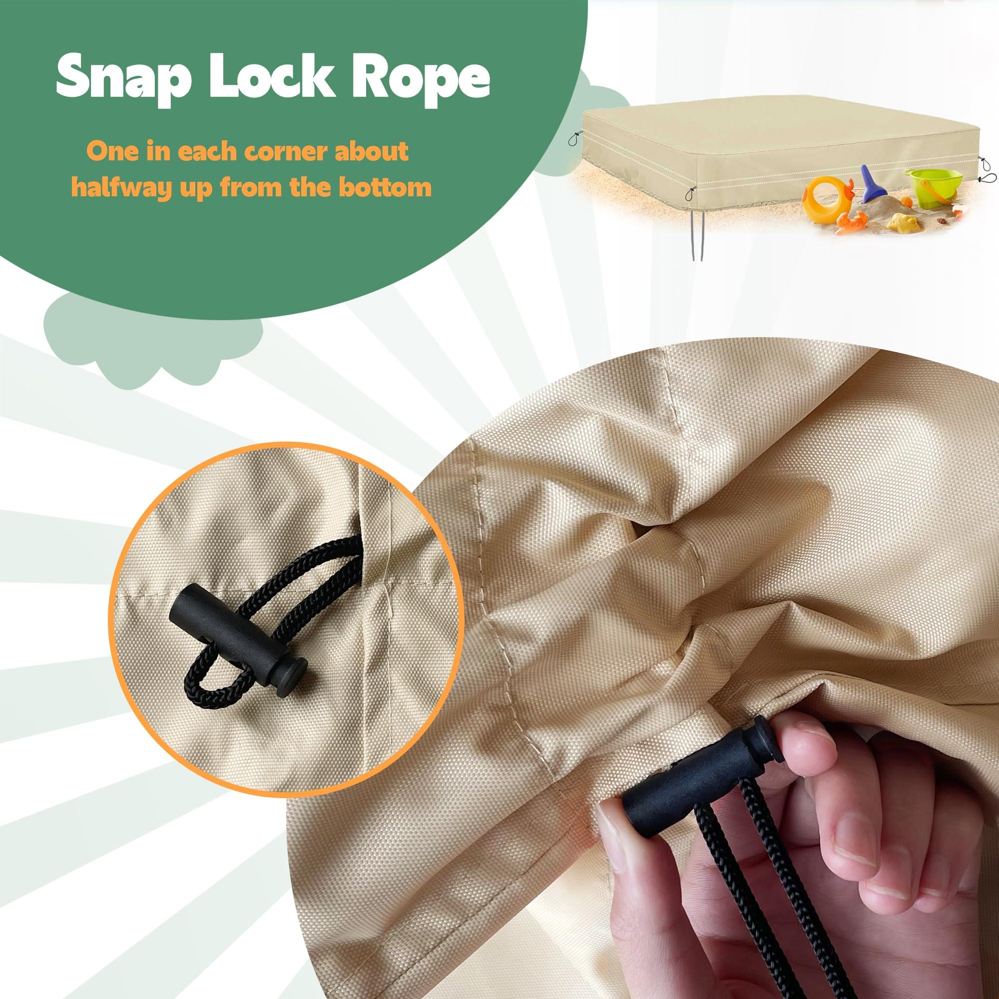 DUSTYPROTE DUSTYPROTE Sandbox Cover, 420D Heavy Duty Children\'s Sandbox Protection, Sand Coxes for Kids Outdoor with Lid-60in, Square Sandboxes Sandpit Cover (Khaki)