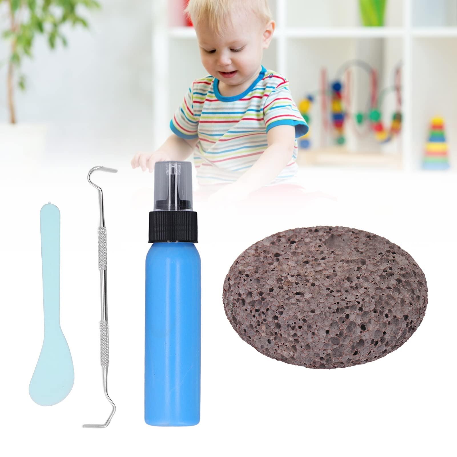 Septpenta Picking Rock Kit, Pick Stone for Anxiety Relief, Reduce Stress Fidget Picky Stone Kit, DIY Relaxing Relief Pick Rock Toyfor Children and Adults (Blue Latex + Flat Round Stone)