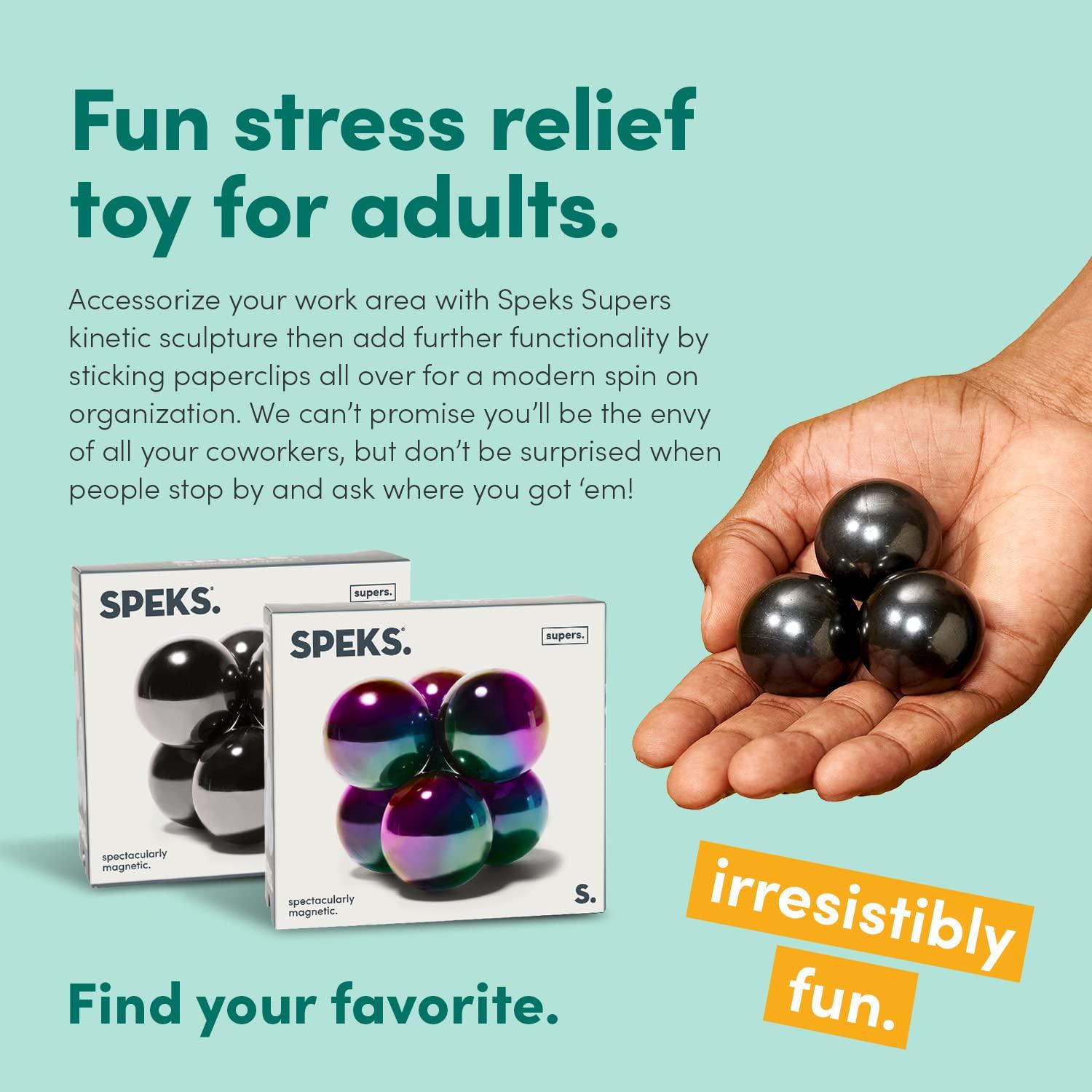 Speks Speks Supers Magnetic Balls - Fidget Toy for Adults | Desk Toy for Office Decoration, Christmas Gift, Holiday Stocking Stuffer Present, Sensory Gadget for Stress Relief | Set of 3, Gunmetal