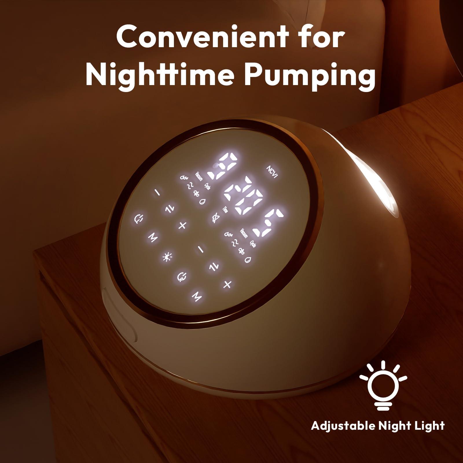 NCVI NCVI Electric Breast Pump F1, VibesFlow Dual Control Pump, Hospital-Grade Suction and Double Side Independent Rhythm, Micro-Vibration Milk Pump, Breastfeeding Kit with Storage Bags & Cooler Bags