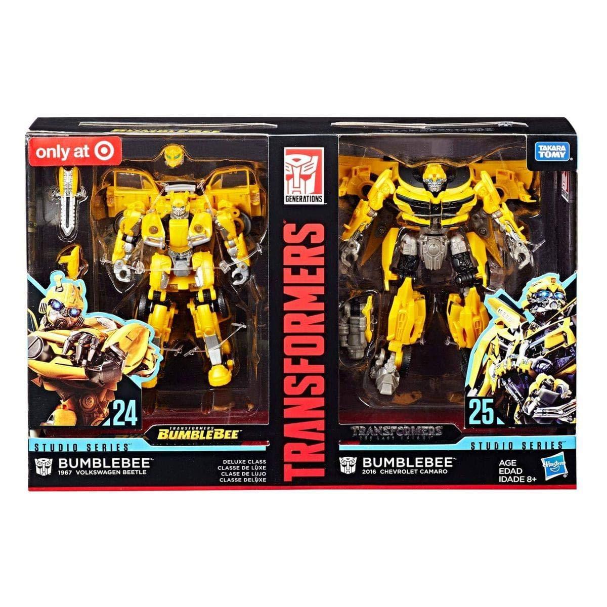 Transformers Transformers Studio Series 24 and 25 Deluxe Class Bumblebee 2-pack Including 1967 Volkswagen Beetle Bumblebee Movie Version and 2016 Chevrolet Camaro The Last Knight Movie Version