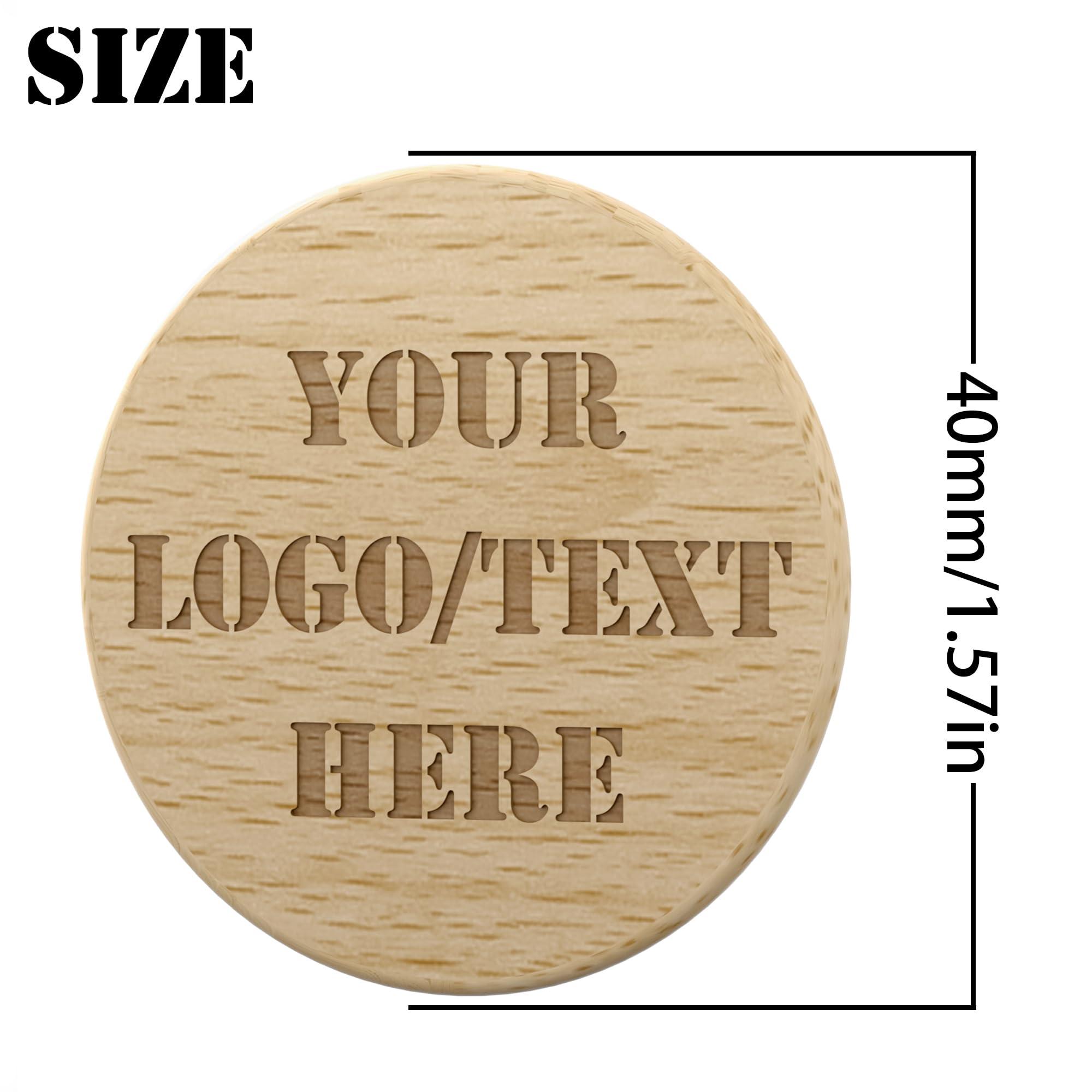 MANBATTLE MANBATTLE 100 Custom Wooden Poker Chips, Wooden Drink Tokens Double Sided Laser Engraved Your Logo and Text, Personalized Wood Round Drink Chips for Bar, Party, Wedding, Game Night, Casino Night