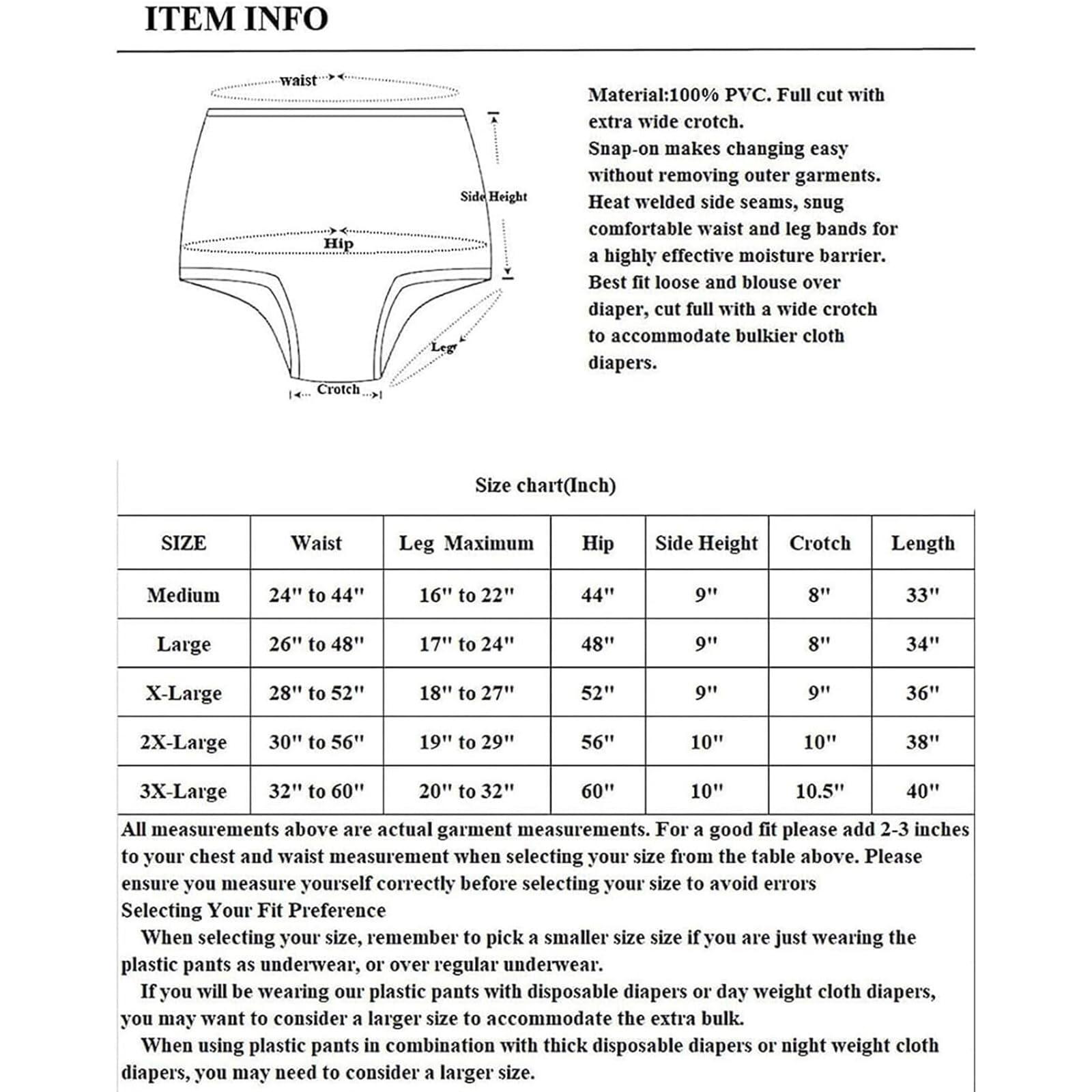 TAPIVA Adult Incontinence Pull-On Plastic PantsPVC Plastic Pants, 3-Piece PVC Waterproof Pants, Adult Diapers, Adult Incontinence PantsReusable, Suitable for All Men and Women