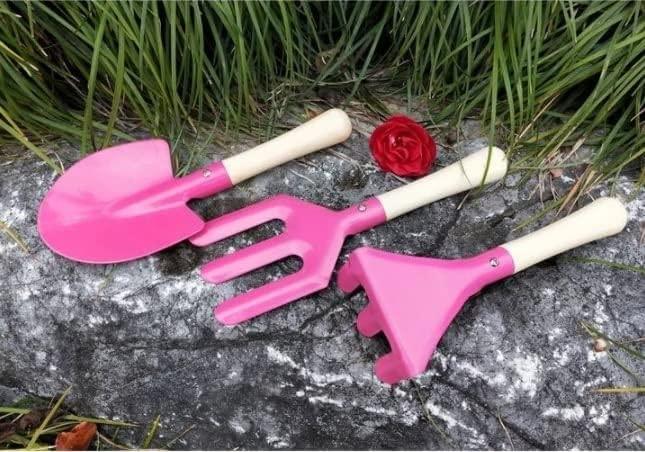 LIJBN Garden Tools Set 3 Piece, Heavy Duty Garden Tools Set, Succulent Kit for Plant Care SetIdeal Gardening Tool Kit Gifts for Parents and Kids Including Trowels, Hand rake Gardening Hand Tools