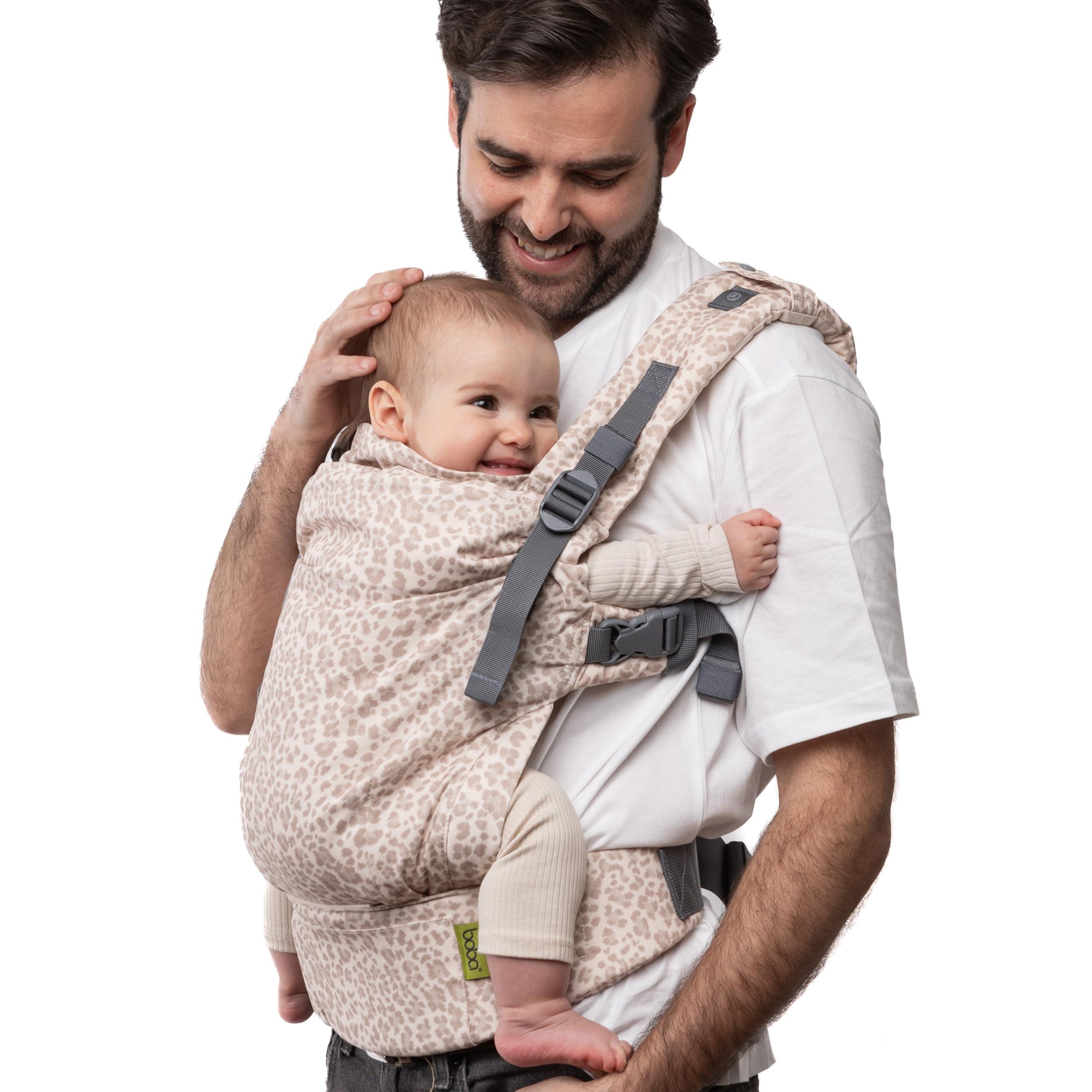 Boba Boba X Ergonomic Baby Carrier - Adjustable Infant Carrier for Newborn to Toddler, Front and Backpack Babywearing 7 to 45 lbs, Baby Carrier with Adjustable Straps and Padded Shoulders (Sand Leopard)
