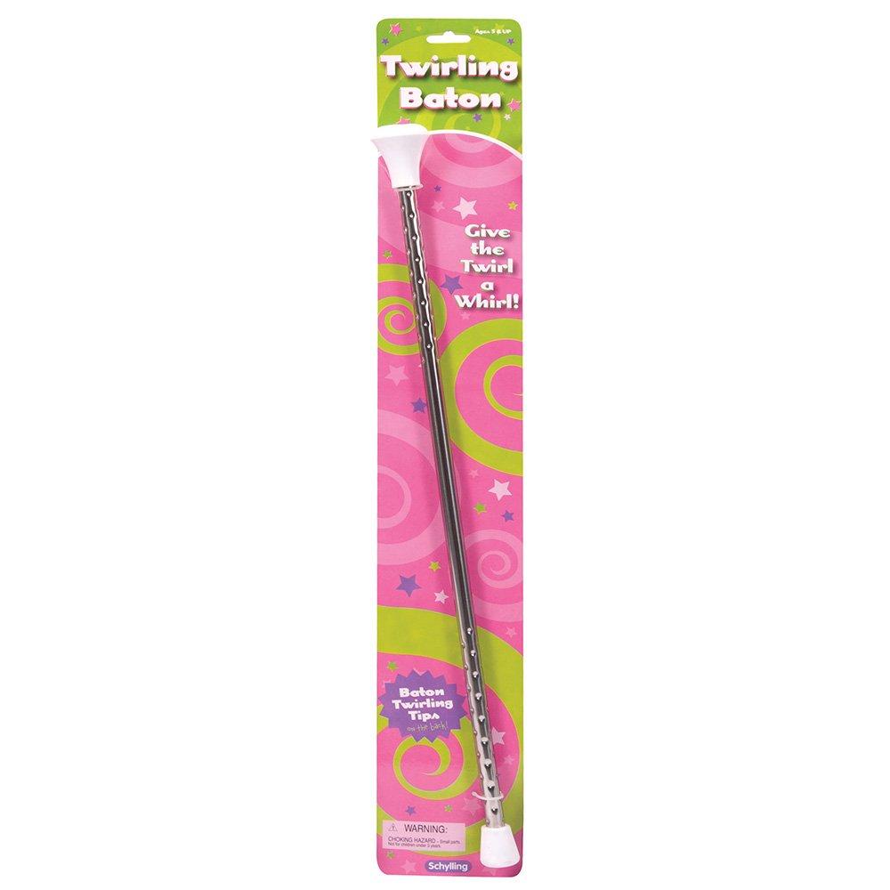Schylling Schylling Twirling Baton - Metal Kids Baton - Rubberized Ends in Assorted Pink, White, and Purple Colors - Ages 3 and Up - One Baton