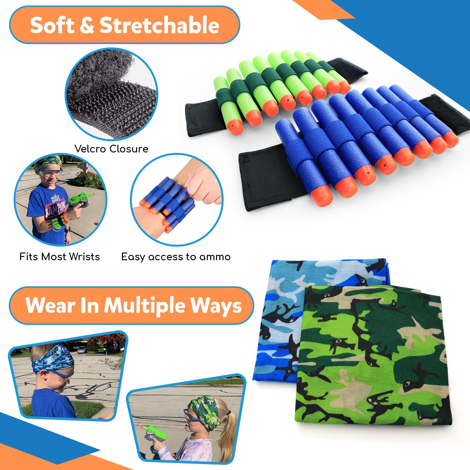 wishery Wishery Accessories for Nerf Party Supplies, Nerf Party Favors - 12 Sets. Boys Birthday, War Bulk Pack. Mini Guns, Darts, Glasses, Masks, Wristbands