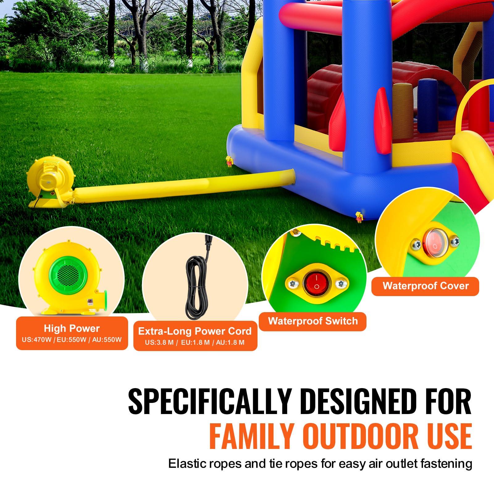 VEVOR VEVOR Outdoor Toys for Kids 5-12, Bounce House for Kids, Inflatable Nightclub Halloween Bounce House with Slide, Blower and Storage Bag, Birthday Christmas Party Gifts for Kids, 160x94x96 inch