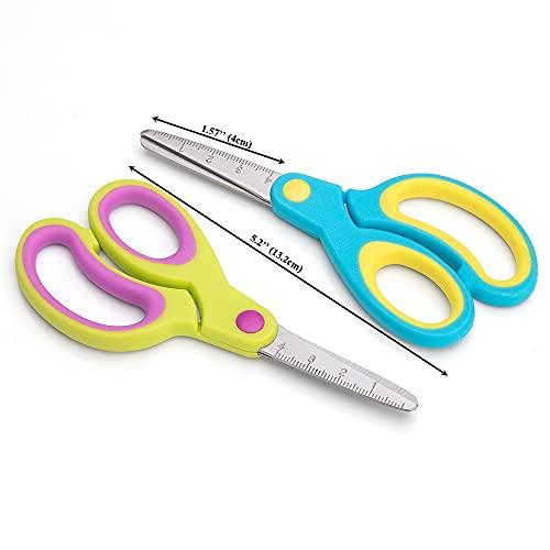 Astrowinter Left-handed Kids Scissors by Astrowinter (Pack of 5, Rounded-tip, 5.2-Inch) - Lefty Soft Touch Blunt School Student Scissors Shears AW-004-B