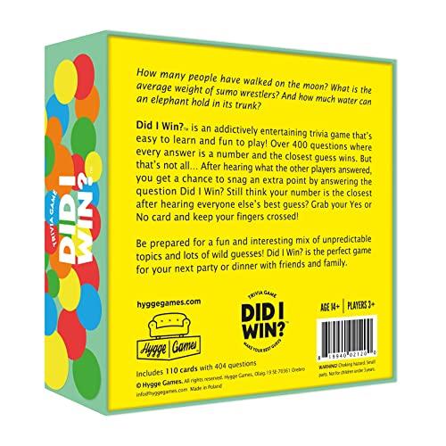Hygge Games Hygge Games Did I Win? Trivia Game | Board Games | Trivia Games | Board Games for Adults and Teens | Hygge Family Games | Ages 14+ | Time Well Spent, Multicolored, 5.7 x 5.7 x 1.8 inches