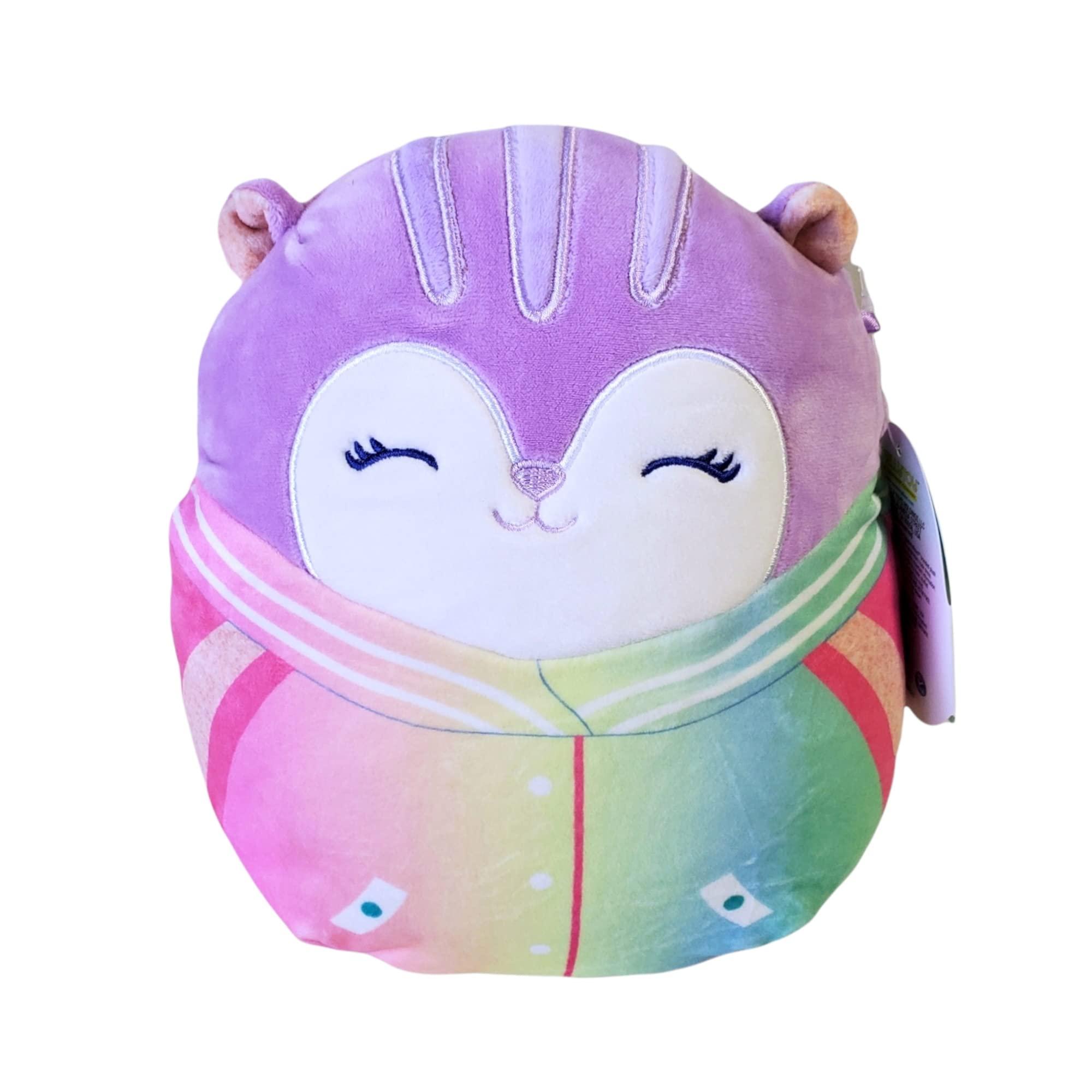 Squishmallow Official KellyToy Squishmallows 8 Sleepy Pajamas Winter Release Plush Stuffed Toy (Sydnee Squirrel Rainbow Shirt)
