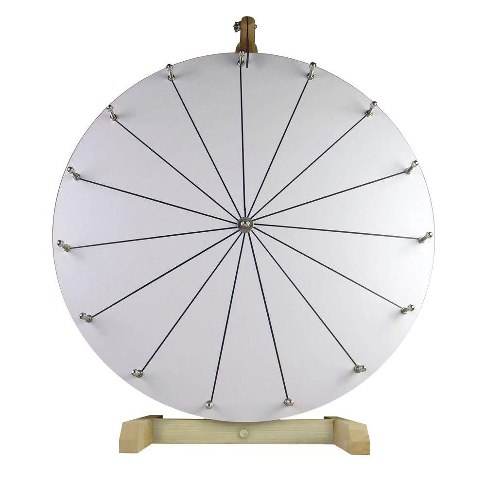WoodWell WoodWell 24 Inch Tabletop Spinning Prize Wheel w/Wood Stand | Dry Erase | 15 Customizable Slots | Casino Games | Family Night | Classrooms | with Markers and Eraser