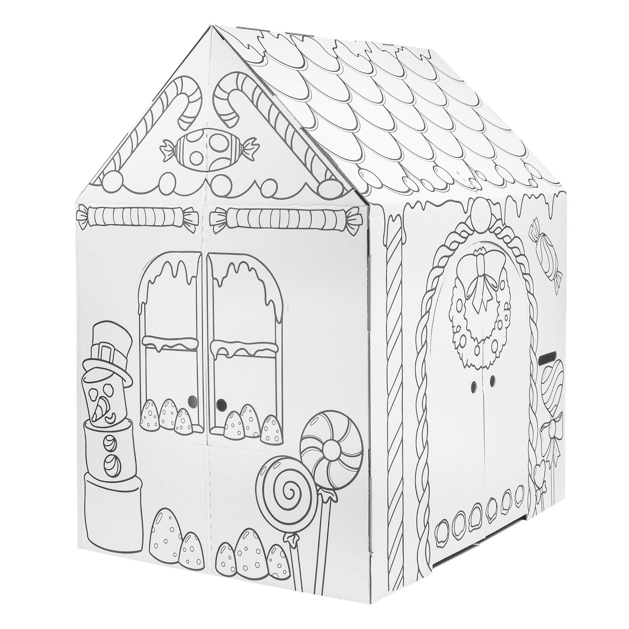Easy Playhouse Easy Playhouse Gingerbread House - Kids Art & Craft for Indoor Fun, Color Favorite Holiday Sweets & Winter Friends Decorate & Personalize a Cardboard Fort, 32\" X 26. 5\" X 40. 5\"