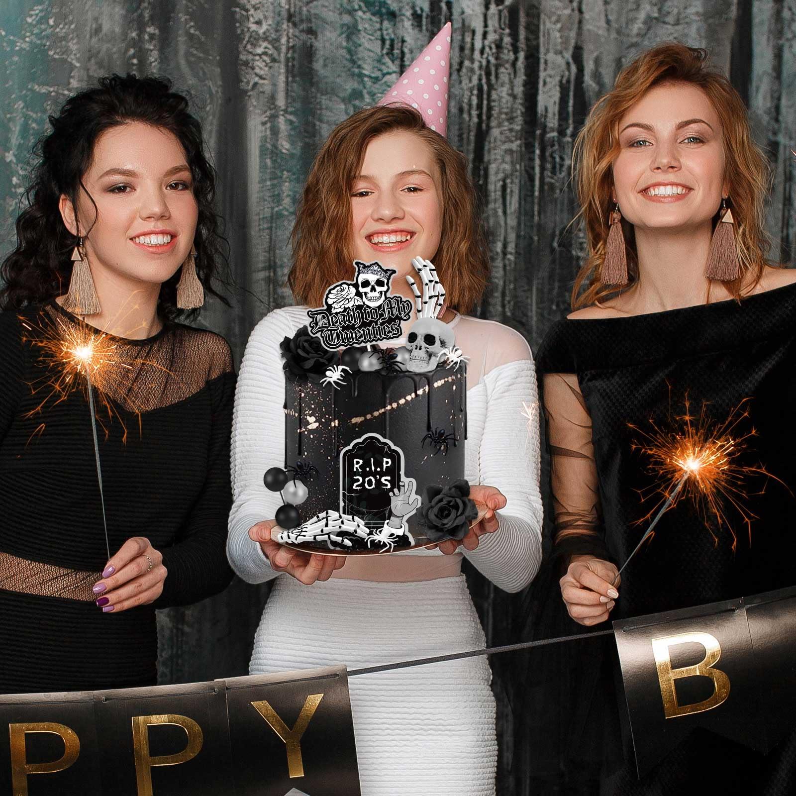 TSVATE Death to My 20s Cake Topper, 30th Birthday Cake Topper, Rip to My 20s Cake Topper Funeral Black Cake Decorations, Death to My 20s Decorations 30th birthday Decorations for Her Him Dirty 30 Cake Topper
