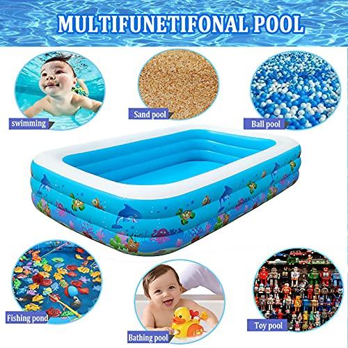 TONGQU TONGQU Paddling Pool for Kids, Rectangle Inflatable Swimming Pool for Kids, Baby Paddling Pool for Garden Backyard Indoor & Outdoor, Easy to Inflate,Ocean,1.1m