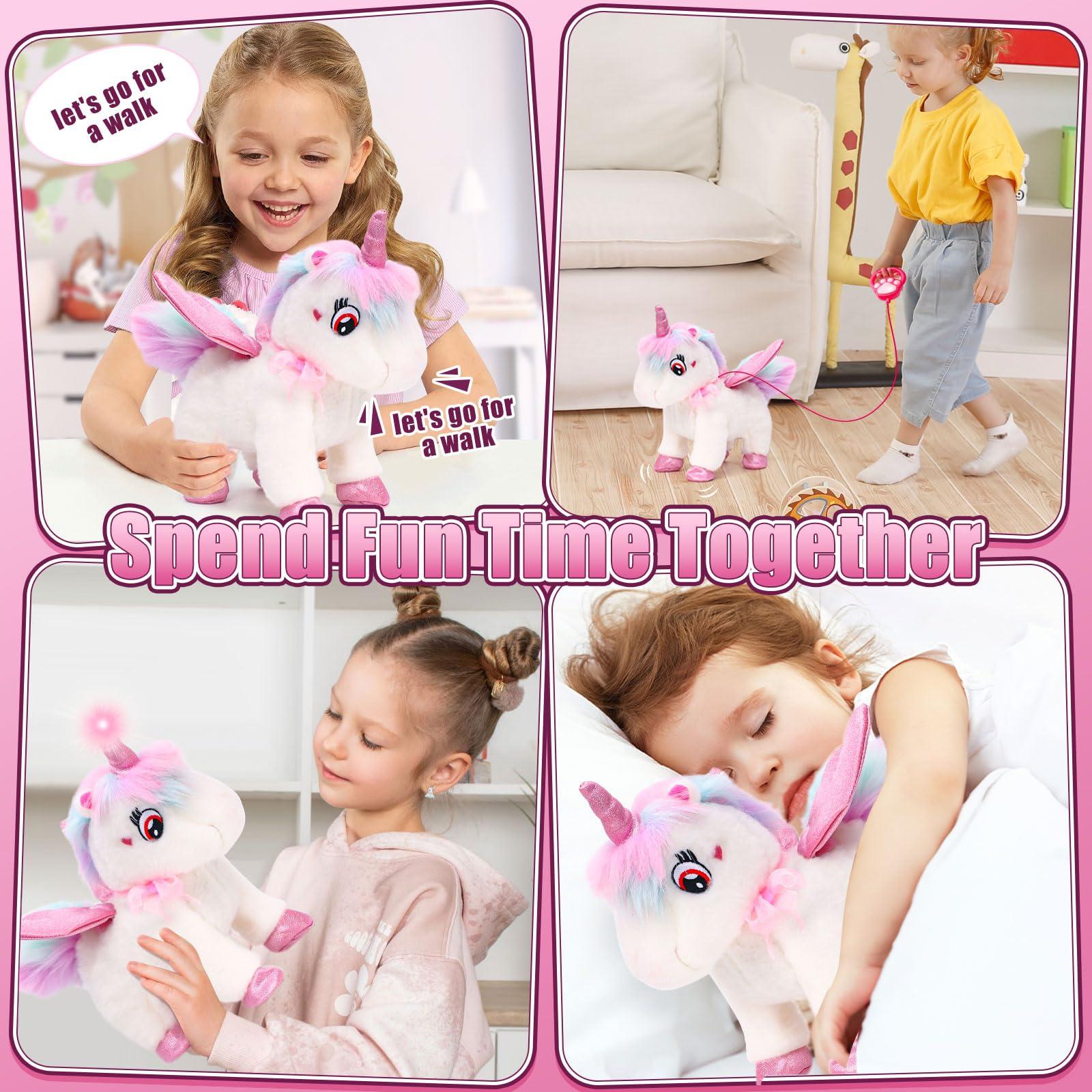 G.C G.C Unicorns Gifts for Girls Toys 3 4 5 6 Year Old, Walking Talking Electronic Interactive Remote Control Plush Unicorn & Costume, Pretend Play Pet Care Toy Birthday Gift for Toddler Kid Girl Age 3+