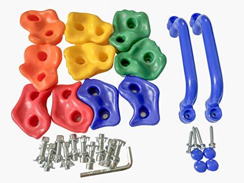 KINSPORY KINSPORY 10Pc Colourful Pig Nose Shape Children Rock Climbing Holds Indoor Outdoor Kids Playground Build with Two Blue Handles - Mounting Hardware Kit Included
