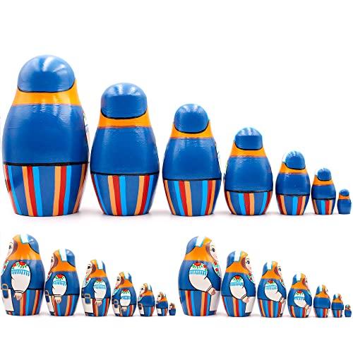 AEVVV AEVVV Russian Matryoshka Dolls Set of 7 pcs - Nesting Dolls in Finnish Folk Costume Munsala - Hand Painted Baboushka Nesting Dolls in Scandinavian Dress