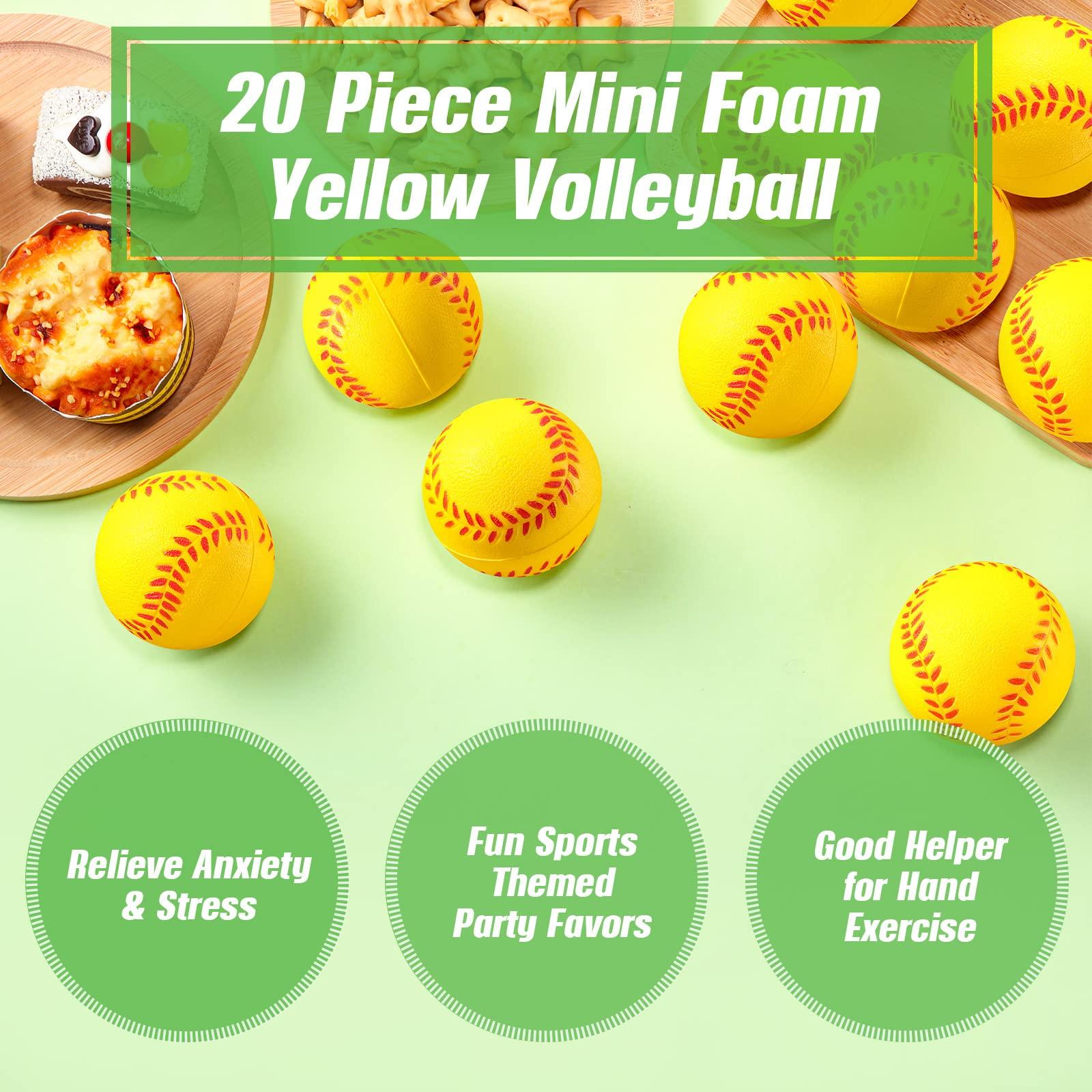 HyDren HyDren 20 Pcs Mini Softball Stress Balls Bulk Softball Gifts Yellow Foam Sports Balls Softball Party Favors for Party Bag Gift Fillers Stress Relief School Carnival Reward Softball Toy Games, 2.5 Inch