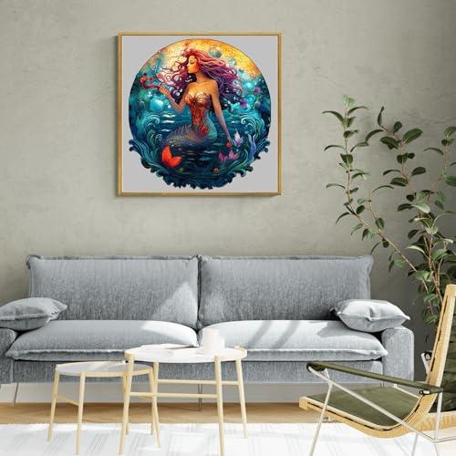 NABYSHOP Wooden Puzzles for Adults, Aqua Woman Wooden Jigsaw Puzzle with Unique Shapes and Wood Puzzle Box, Birthday Gift for Adults and Kids, Family Puzzle Games(L-13.3 * 12.6in 280pcs)